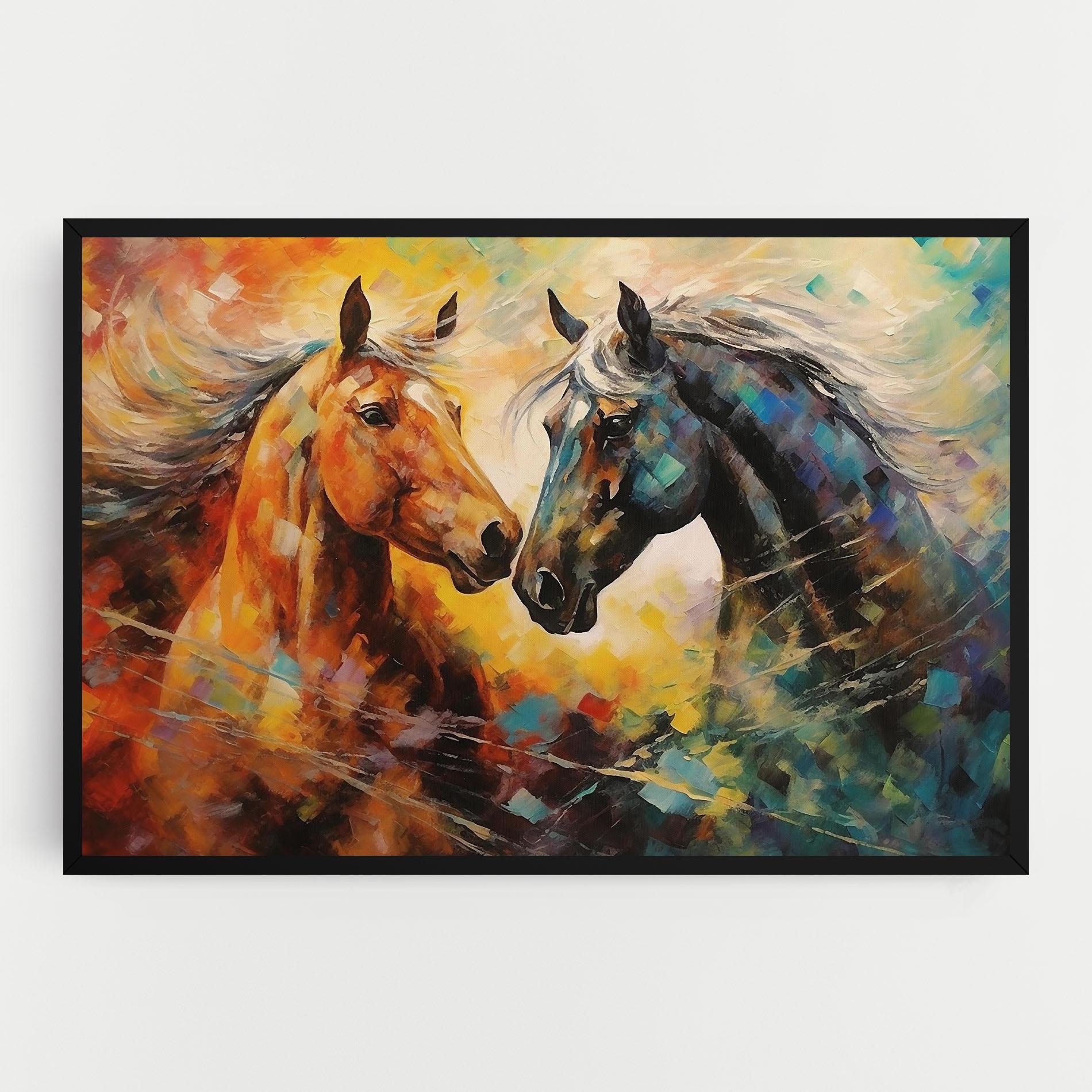 Картина на платно Brown Black Horses mockup 0