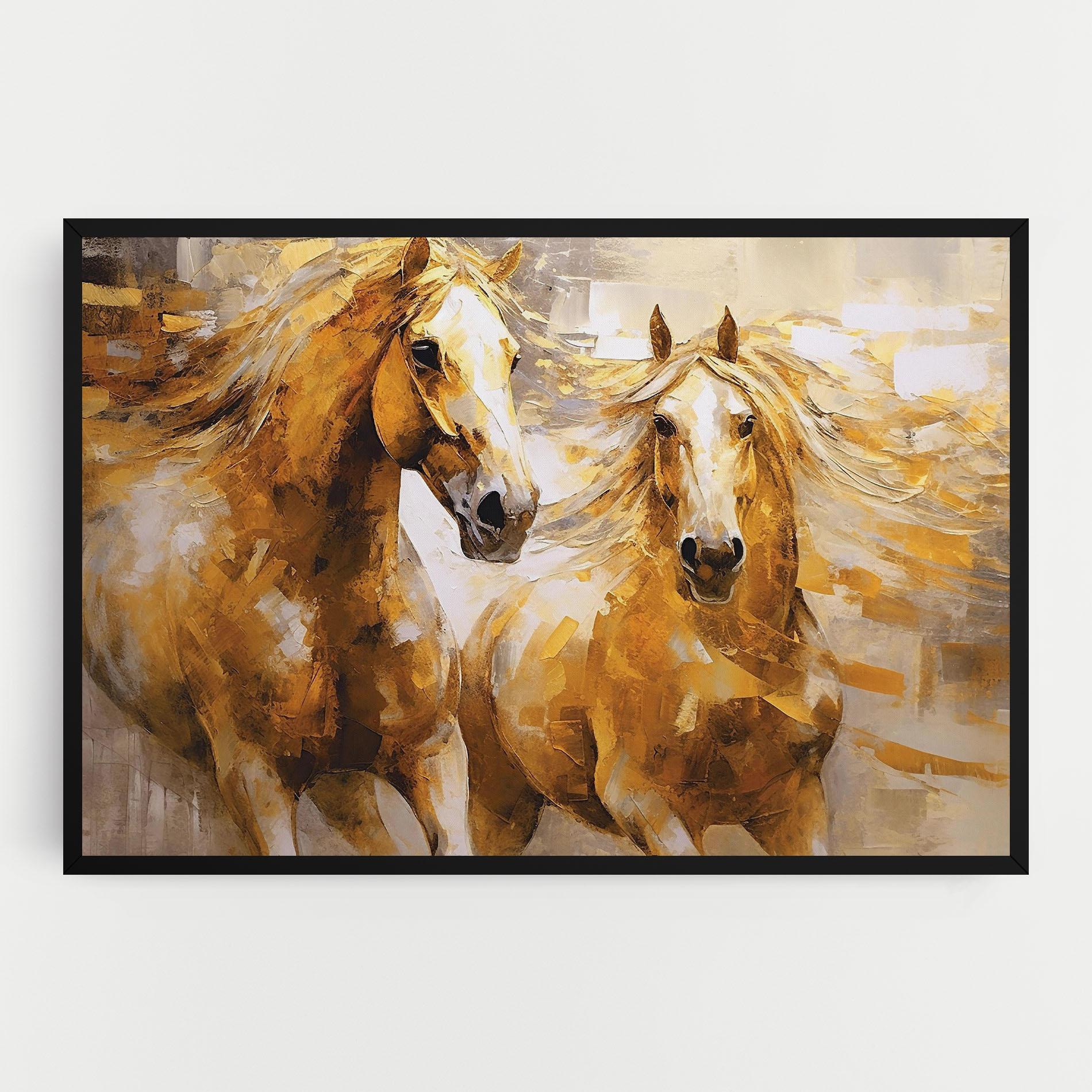 Картина на платно Golden Brown Horses mockup 0