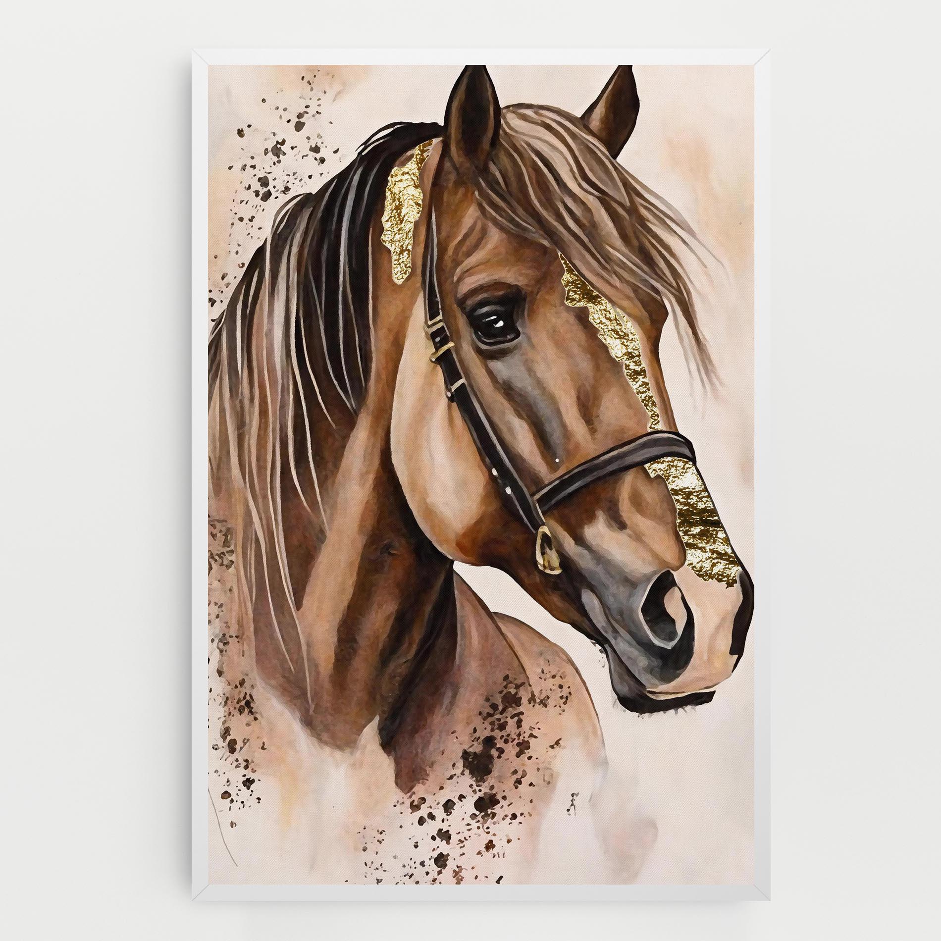 Картина на платно Gold Horse Painting mockup 0