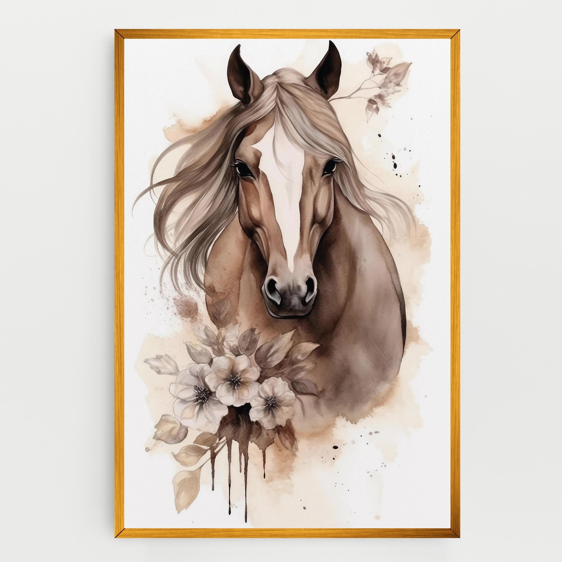 Картина на платно Flower Brown Horse mockup 0