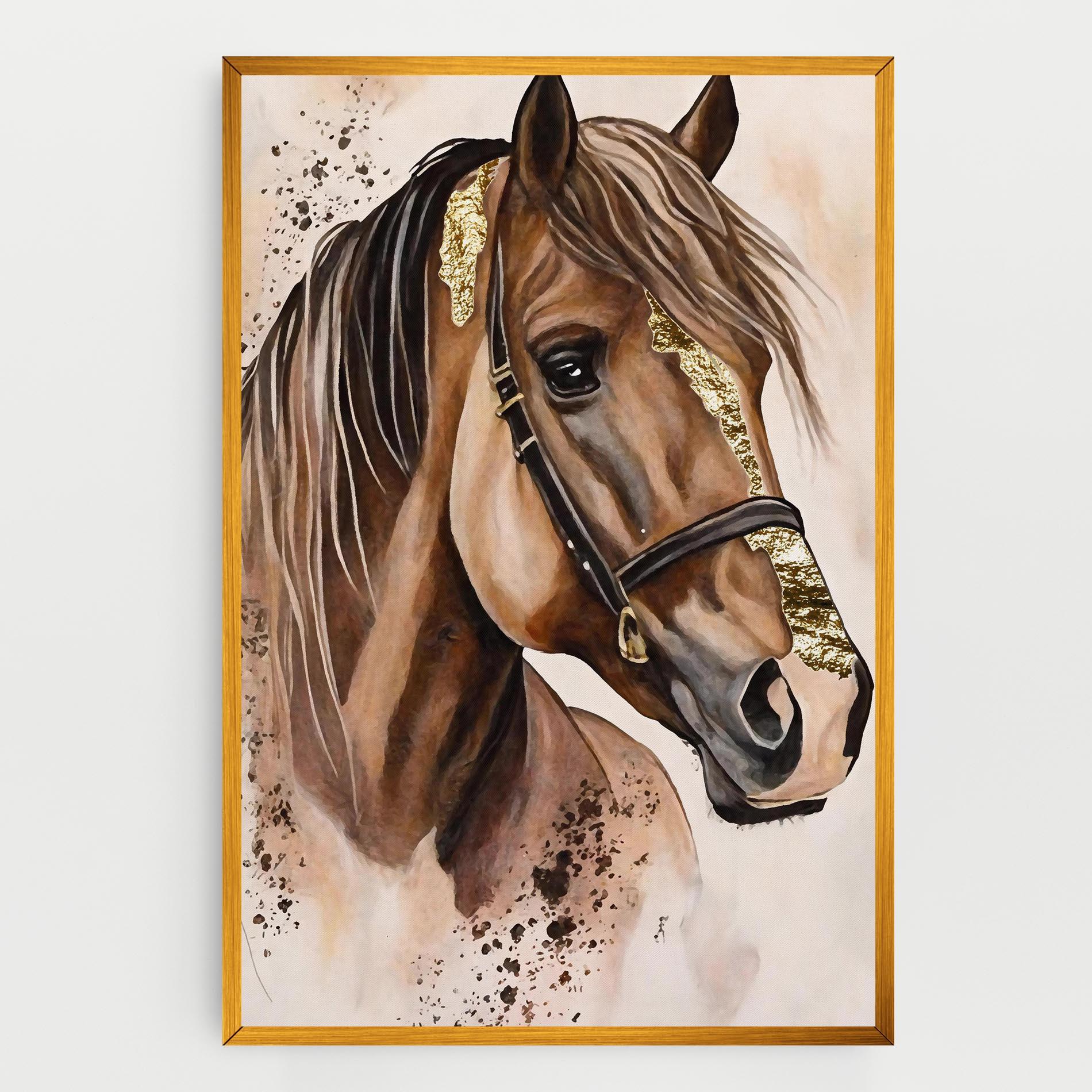 Картина на платно Gold Horse Painting mockup 0