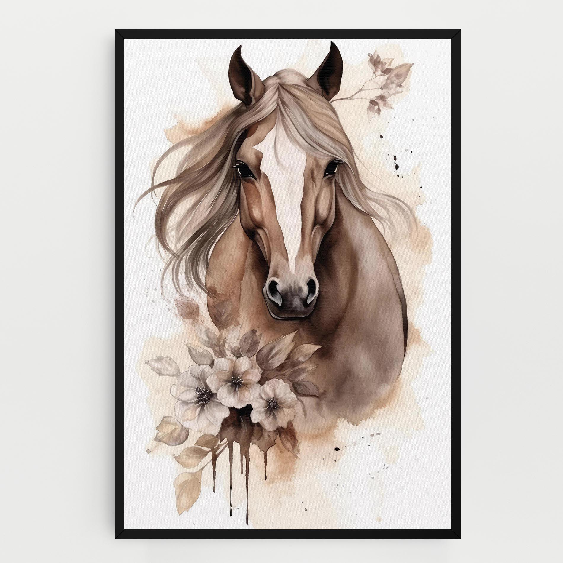Картина на платно Flower Brown Horse mockup 0