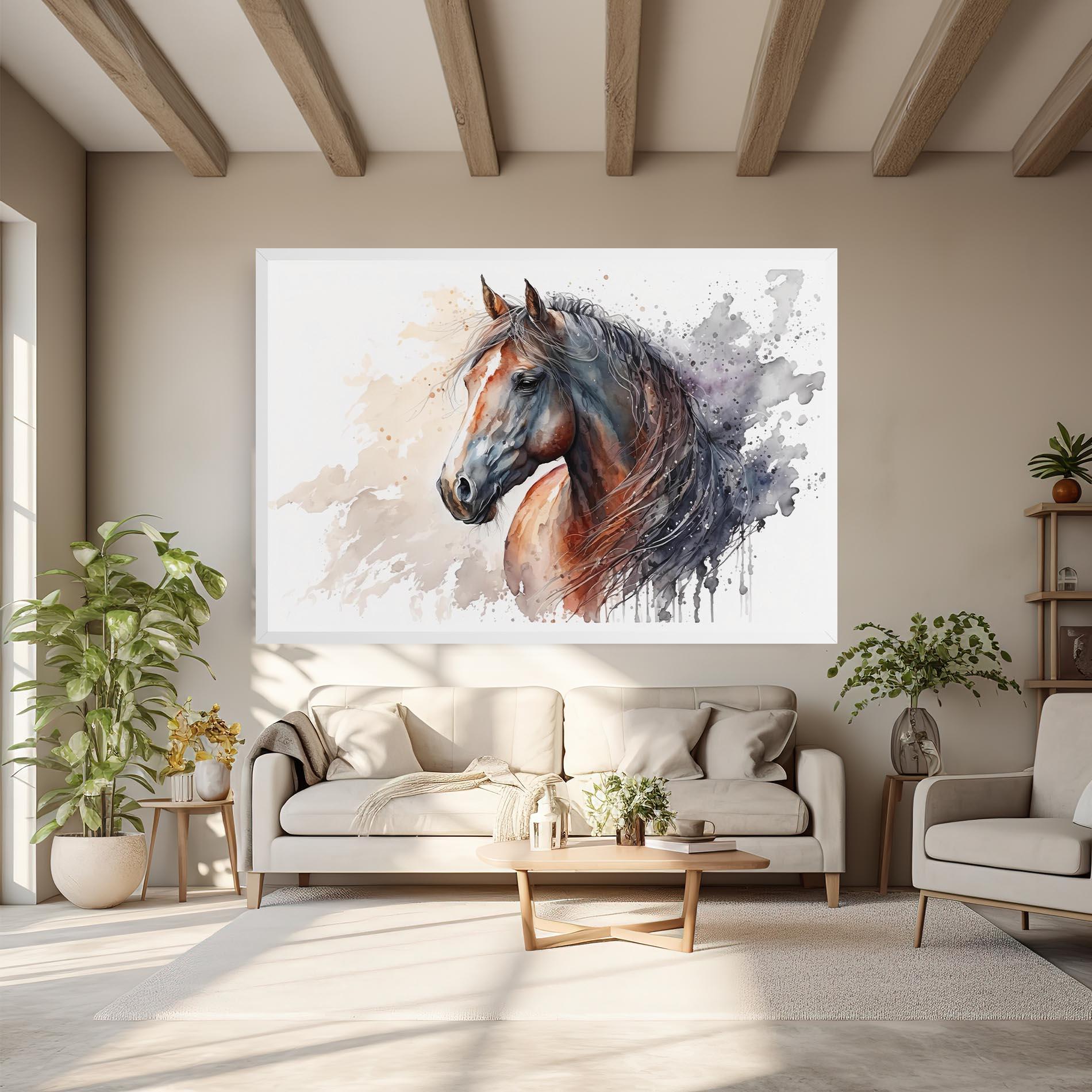 Картина на платно Black Brown Horse Painting mockup 6