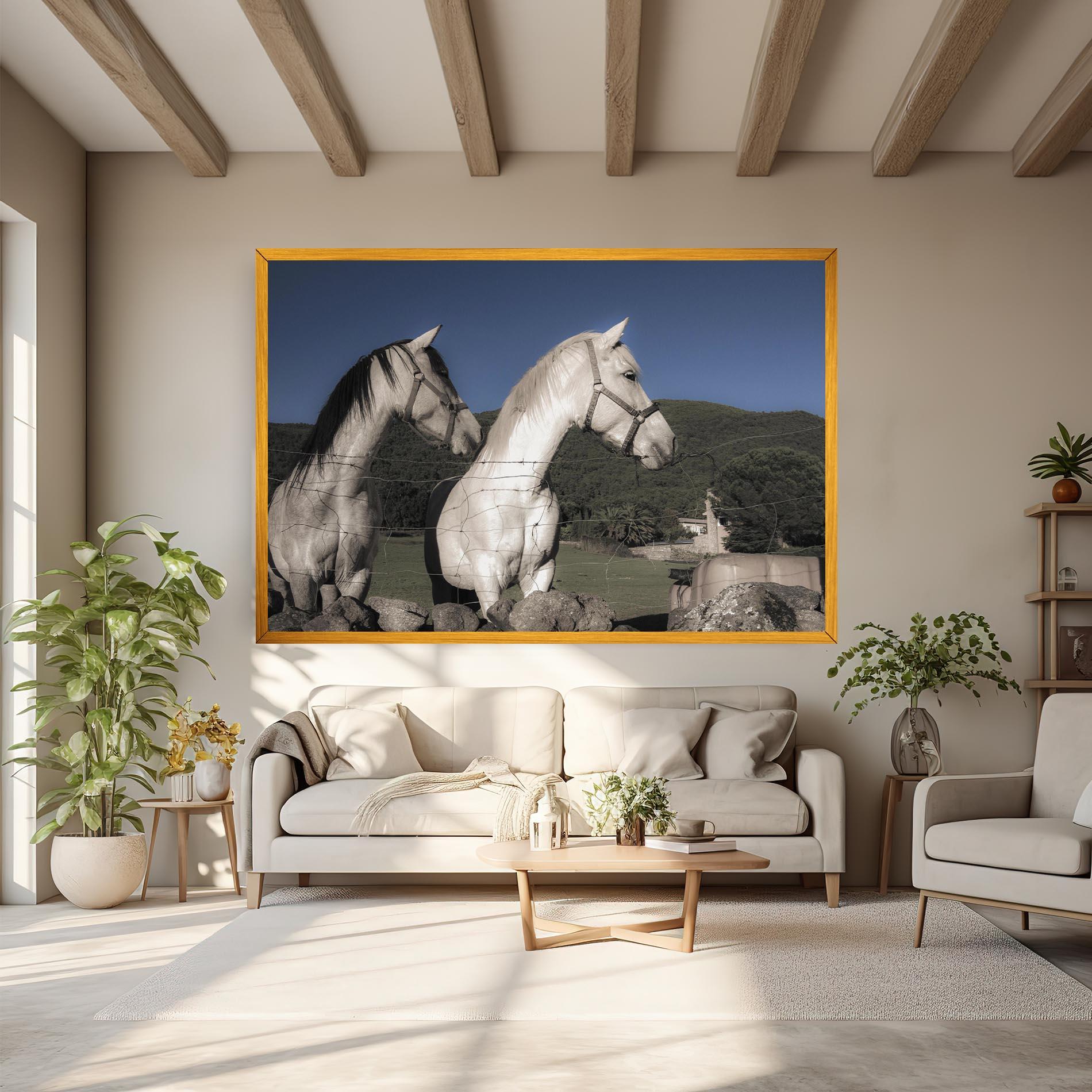 Картина на платно White Grey Horse mockup 6