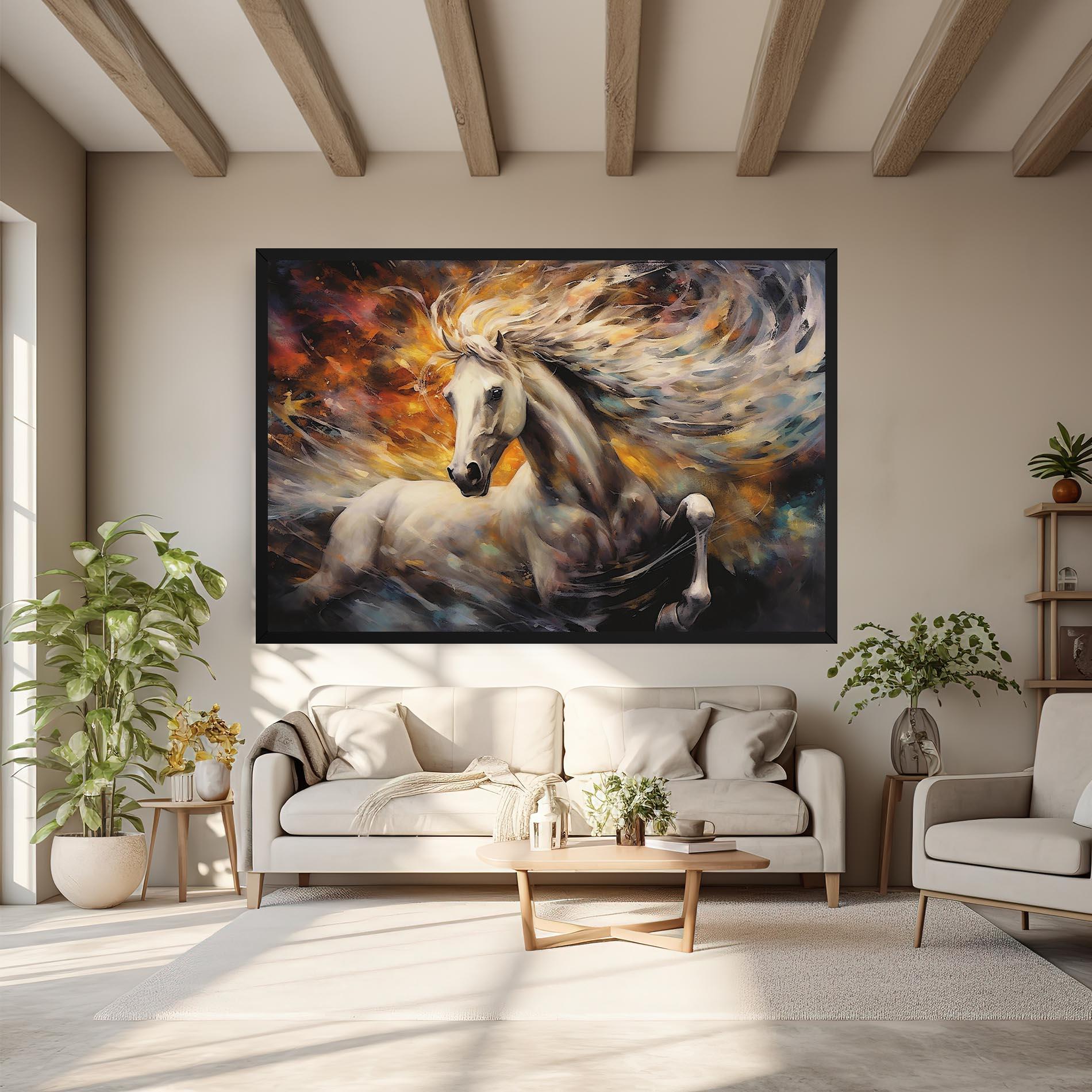 Картина на платно White Horse Painting mockup 6