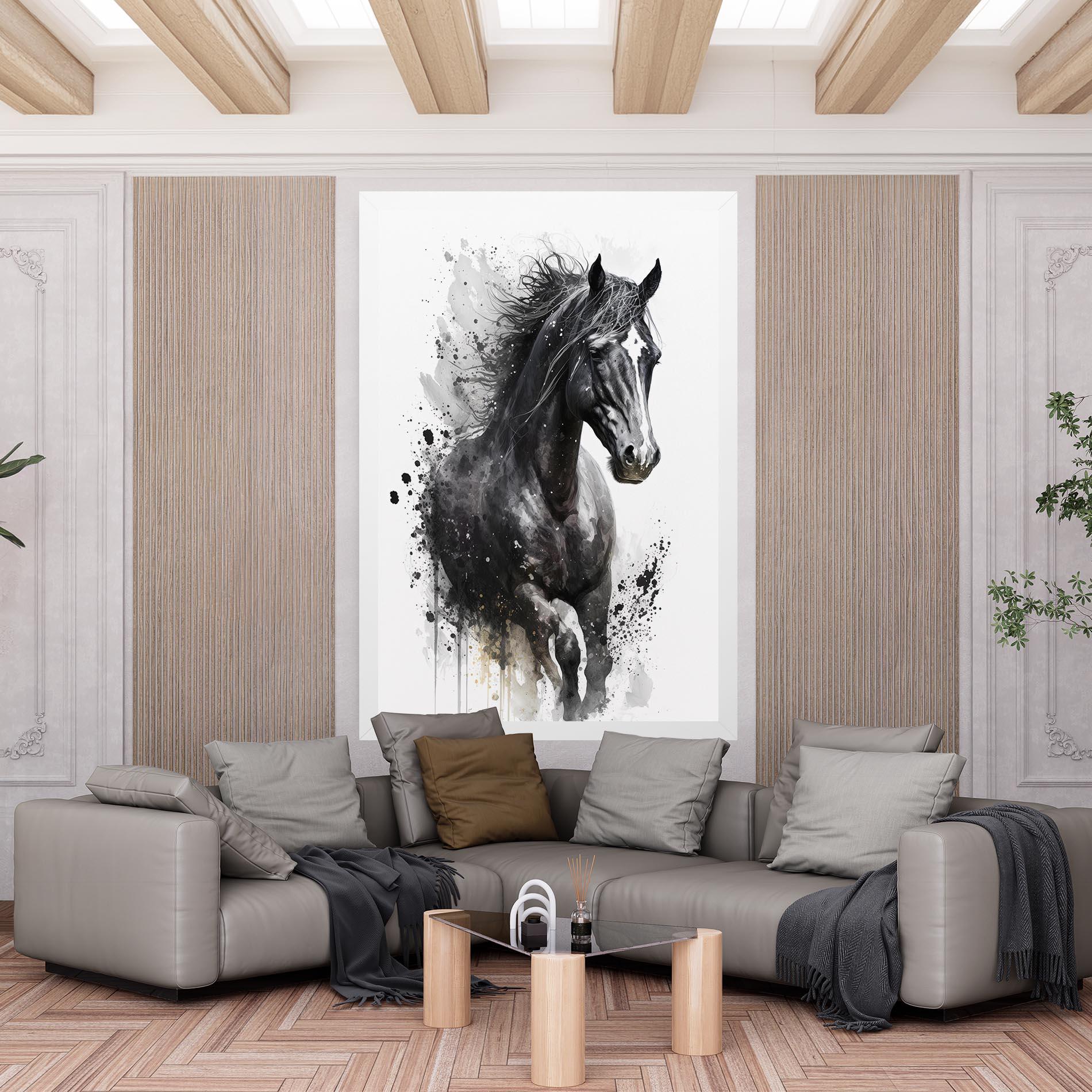 Картина на платно Black Horse mockup 6