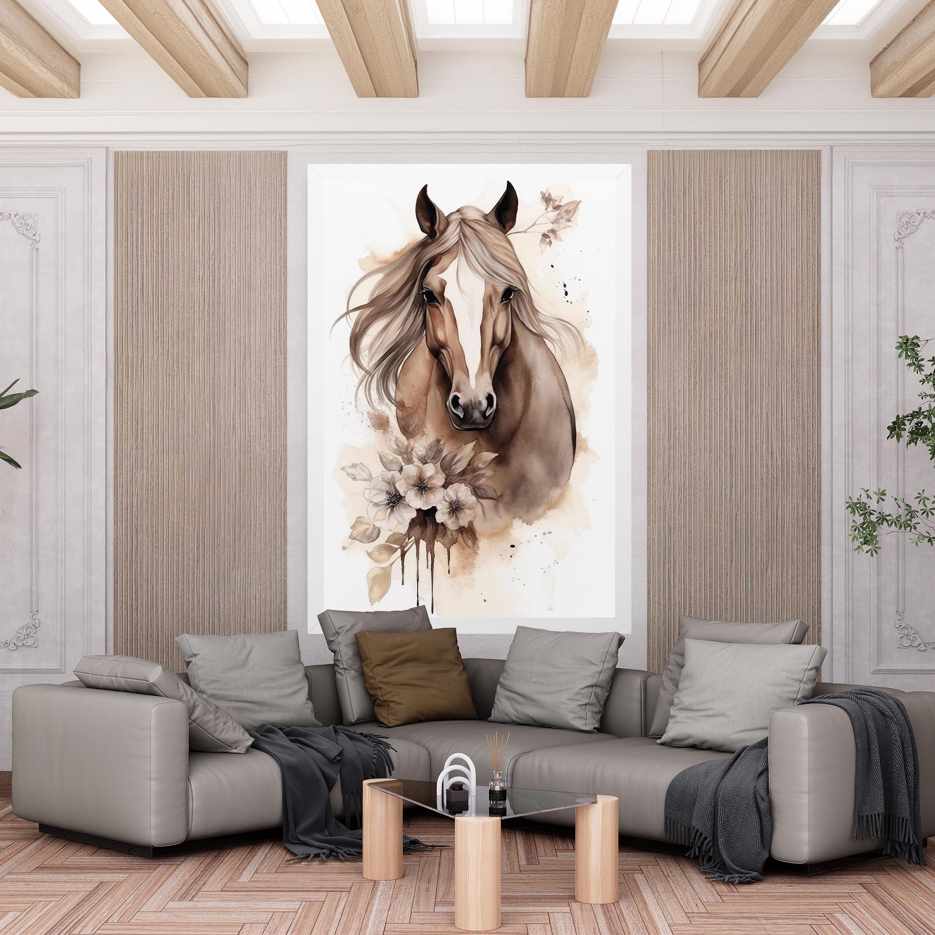 Картина на платно Flower Brown Horse mockup 6