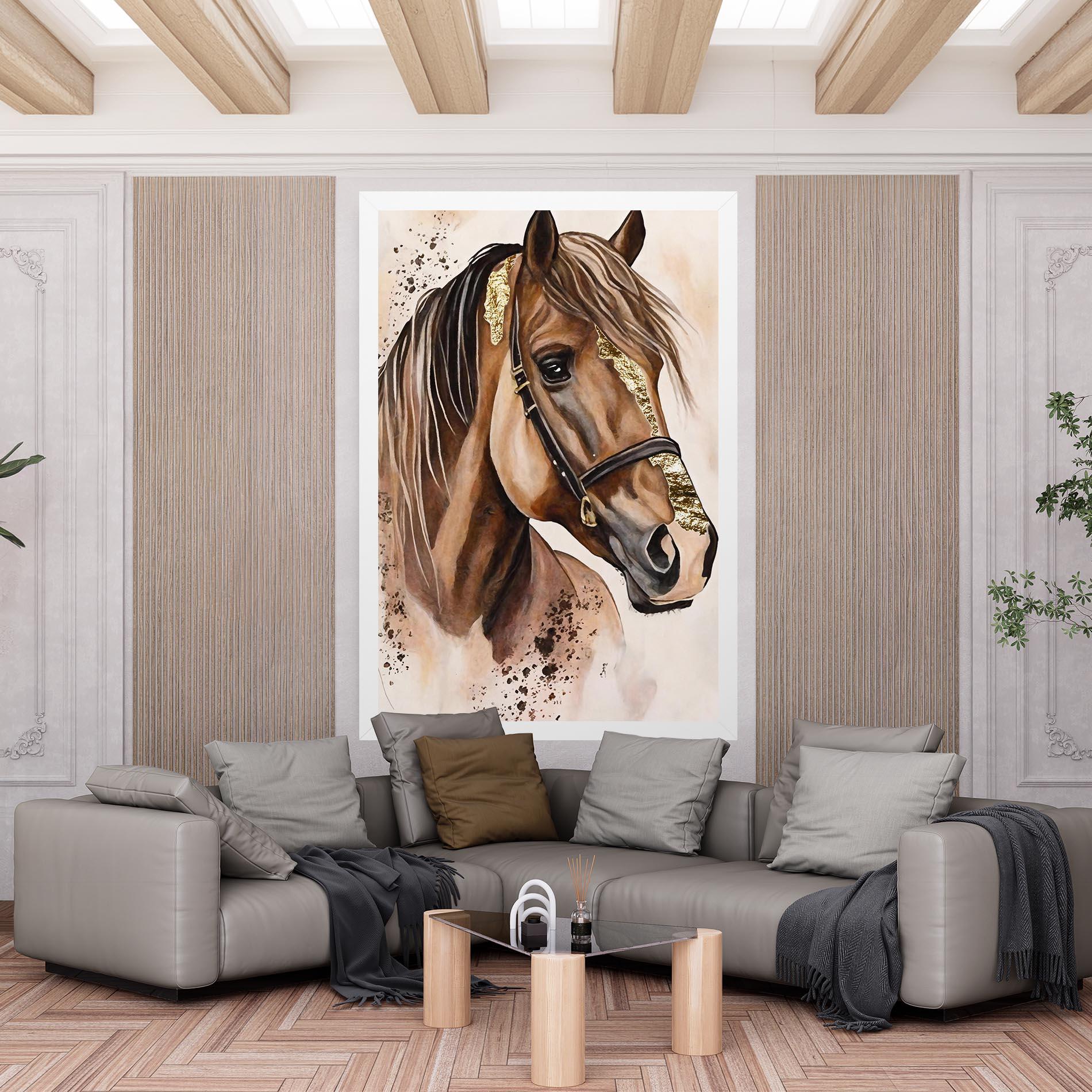 Картина на платно Gold Horse Painting mockup 6
