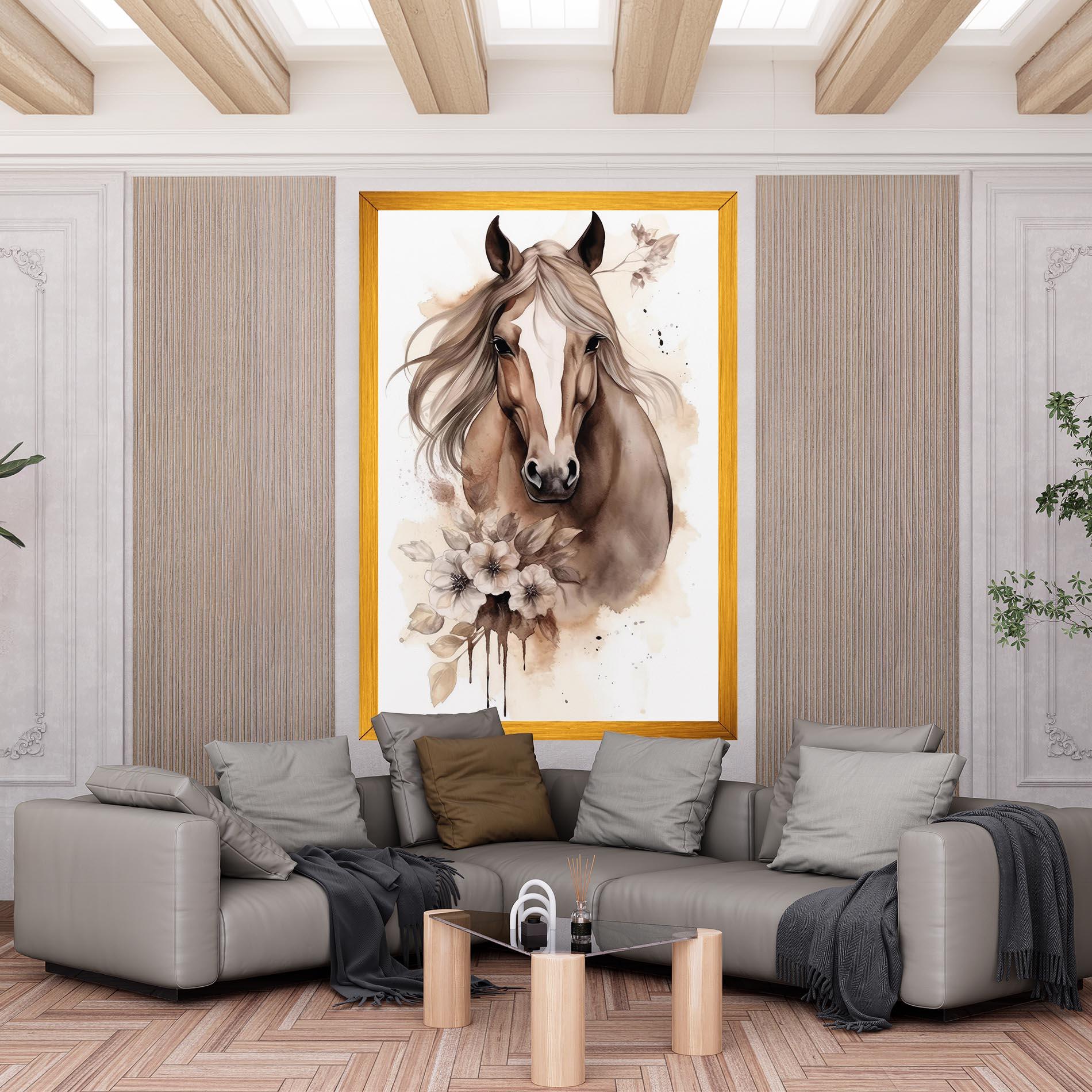 Картина на платно Flower Brown Horse mockup 6