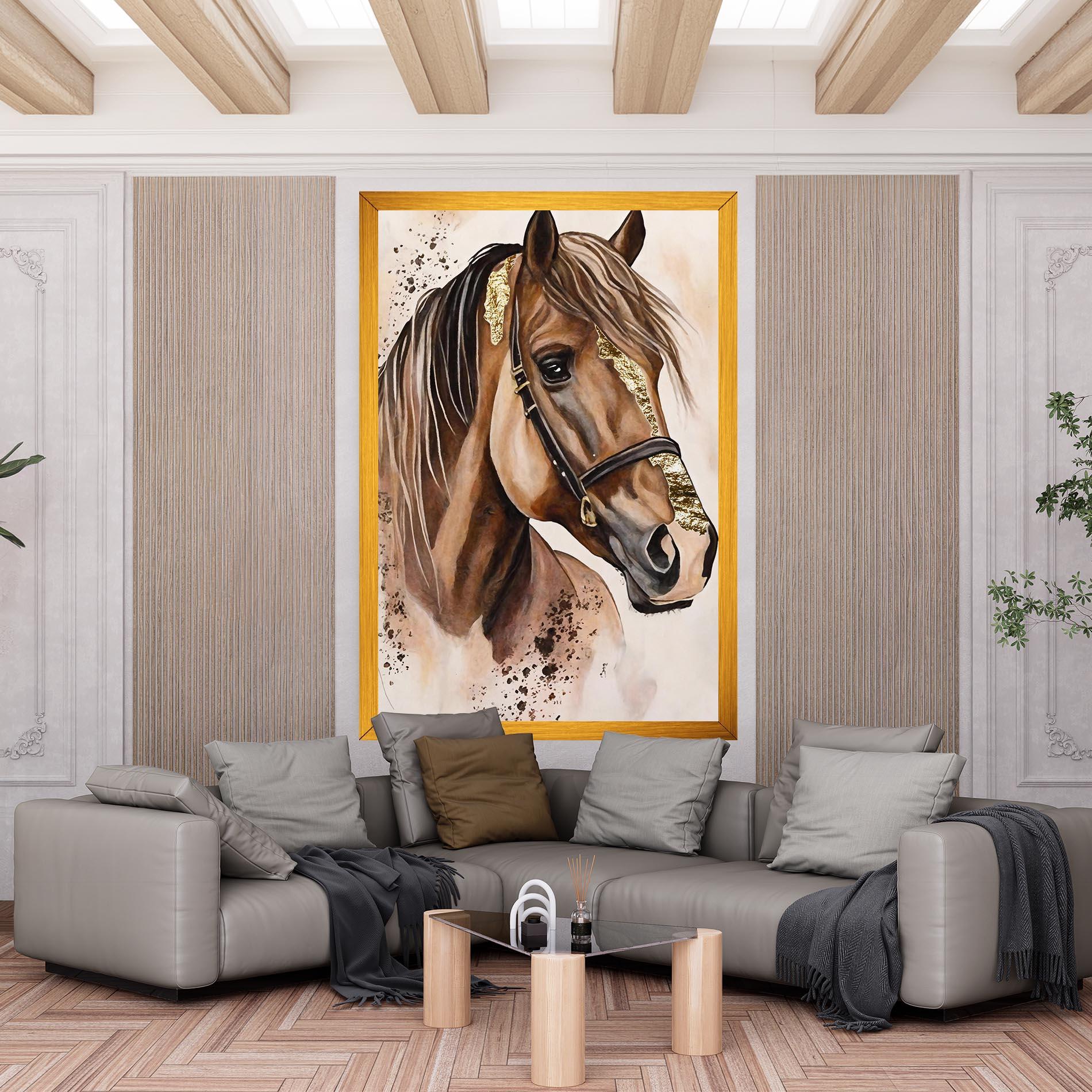 Картина на платно Gold Horse Painting mockup 6