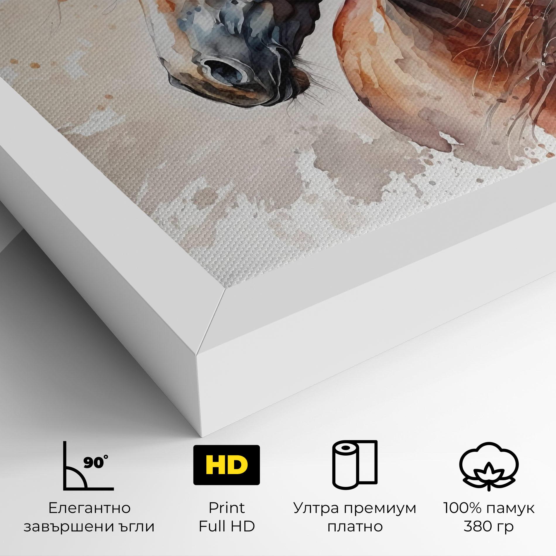 Картина на платно Black Brown Horse Painting mockup 4