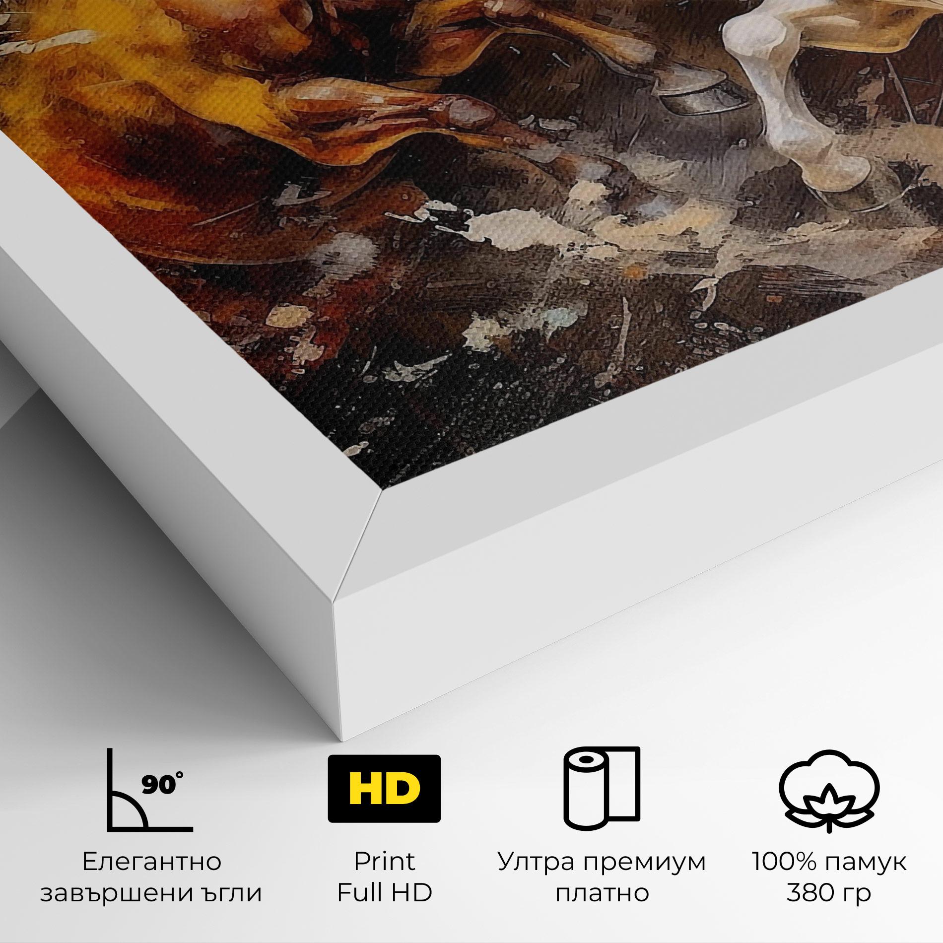 Картина на платно Brown White Horses mockup 4