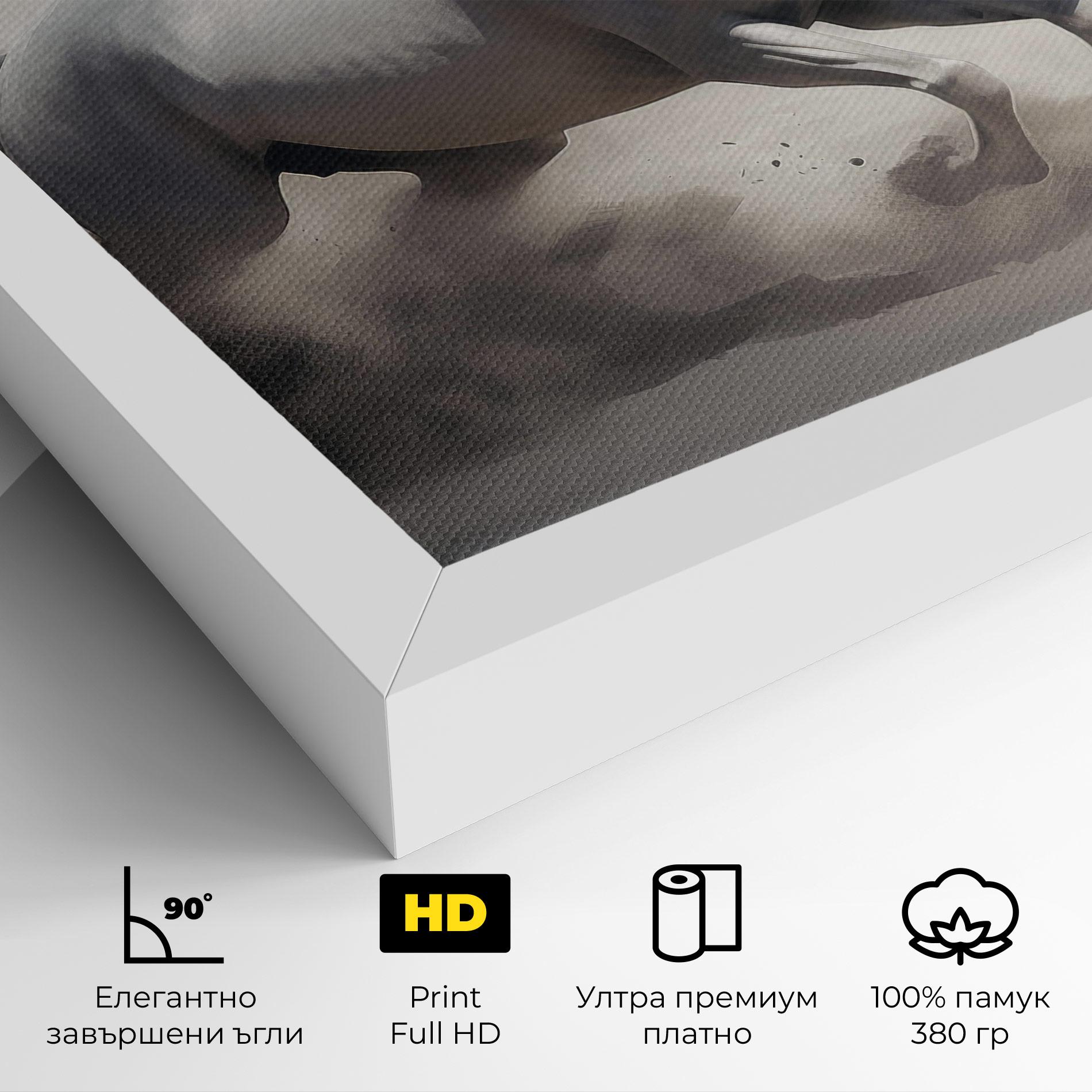 Картина на платно Light Grey Horse Galloping mockup 4