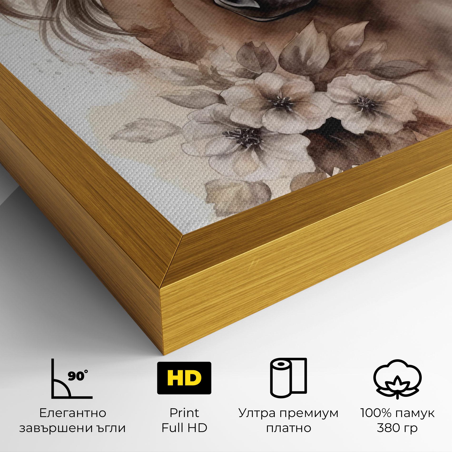 Картина на платно Flower Brown Horse mockup 4