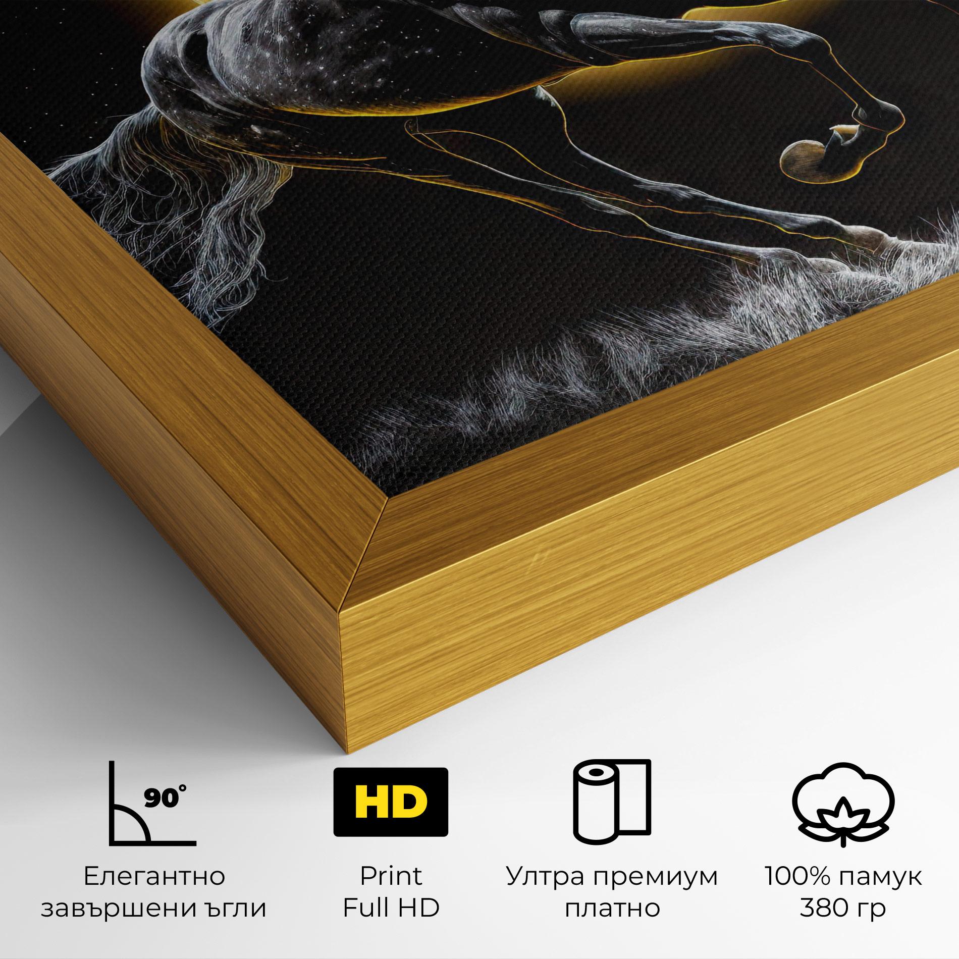 Картина на платно Gold Moon Horse mockup 4