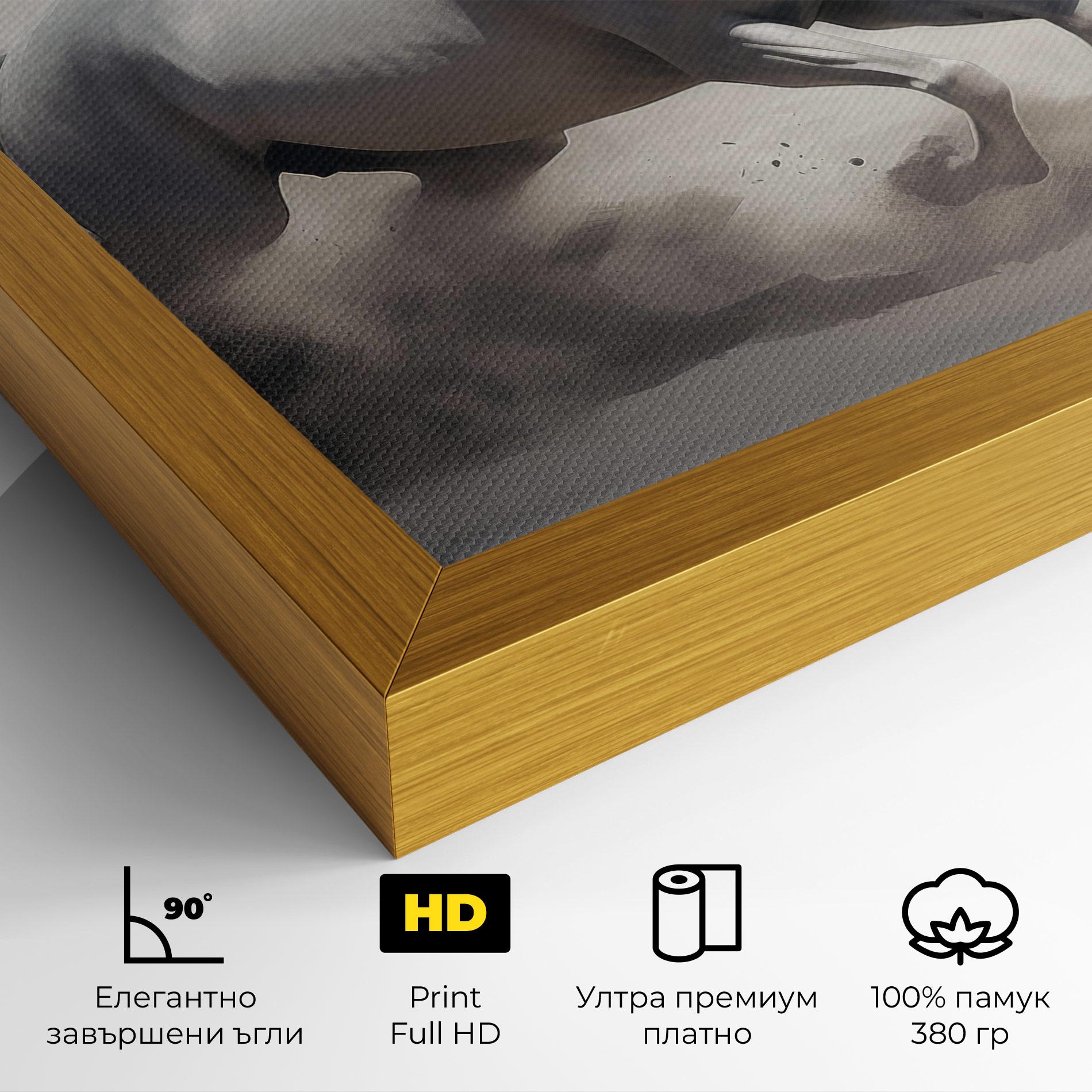 Картина на платно Light Grey Horse Galloping mockup 4