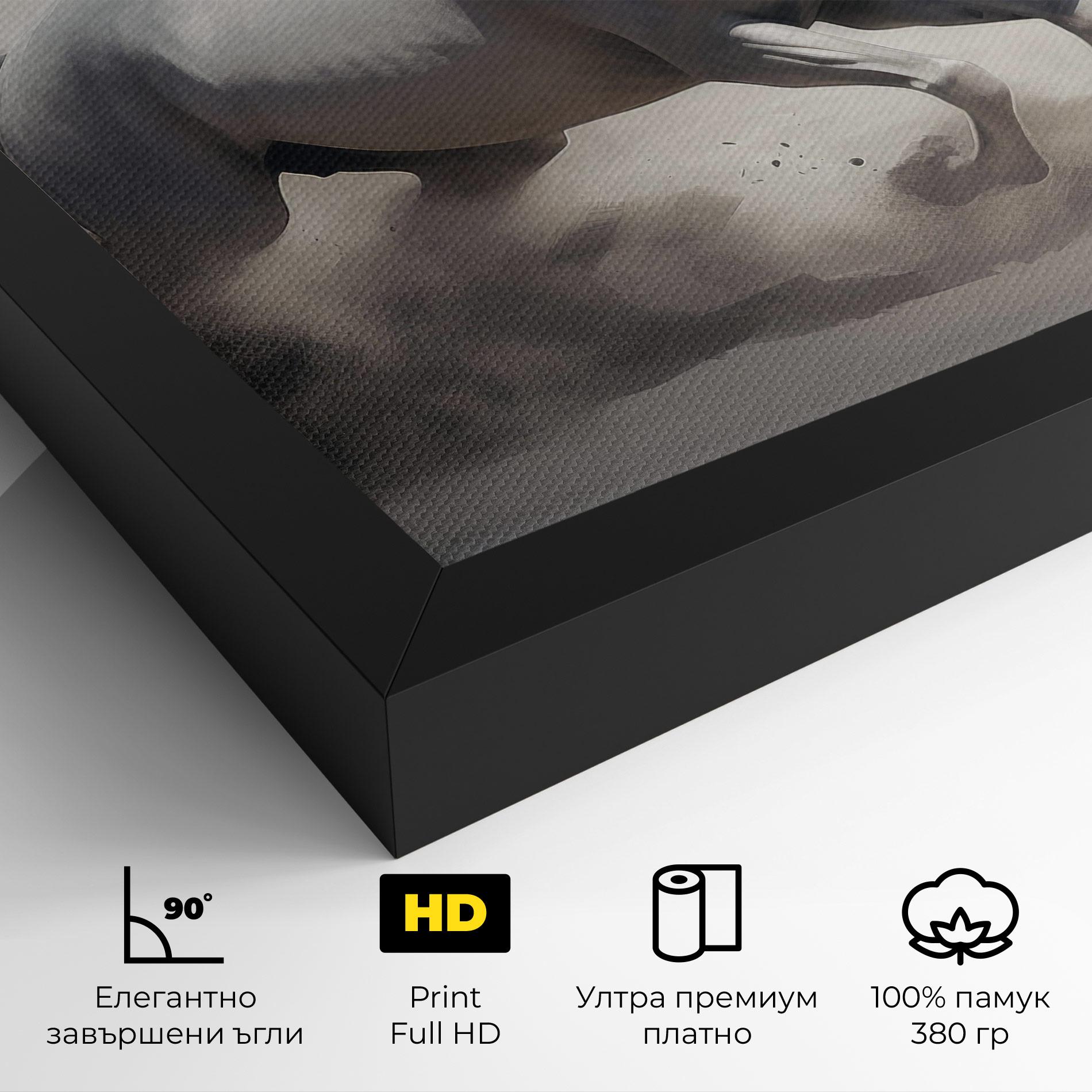Картина на платно Light Grey Horse Galloping mockup 4