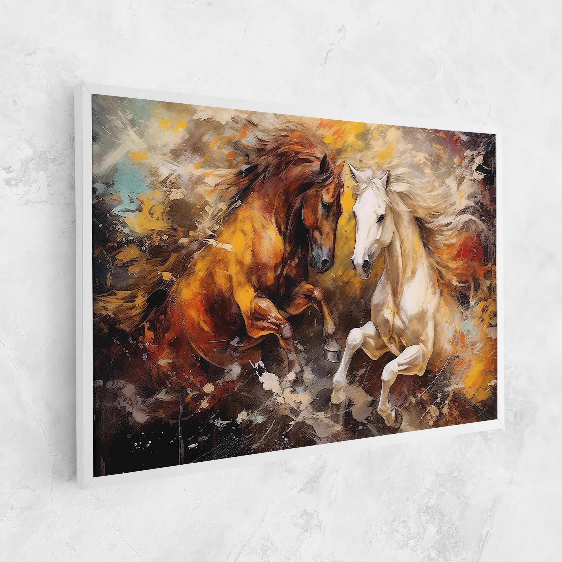 Картина на платно Brown White Horses mockup 1