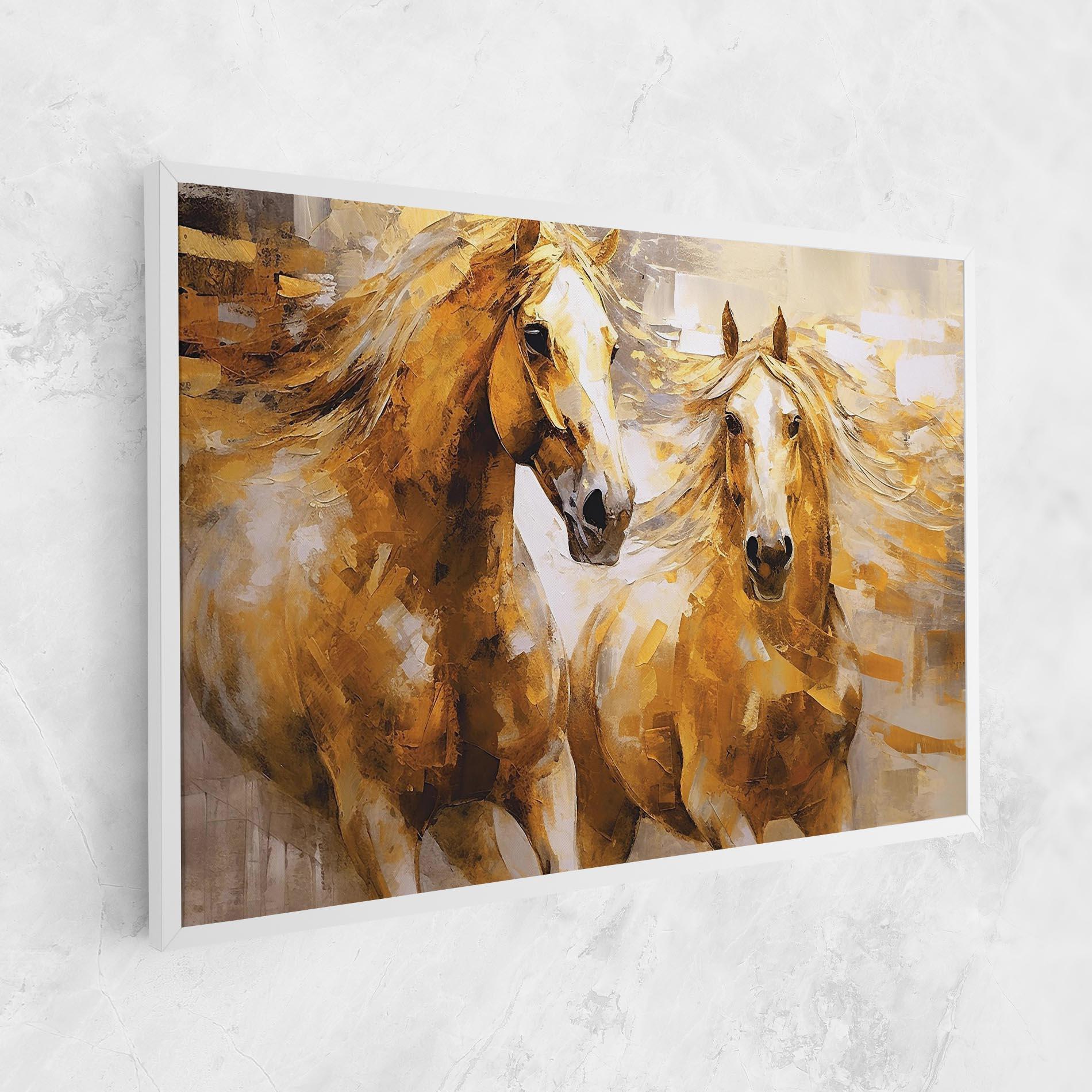 Картина на платно Golden Brown Horses mockup 1