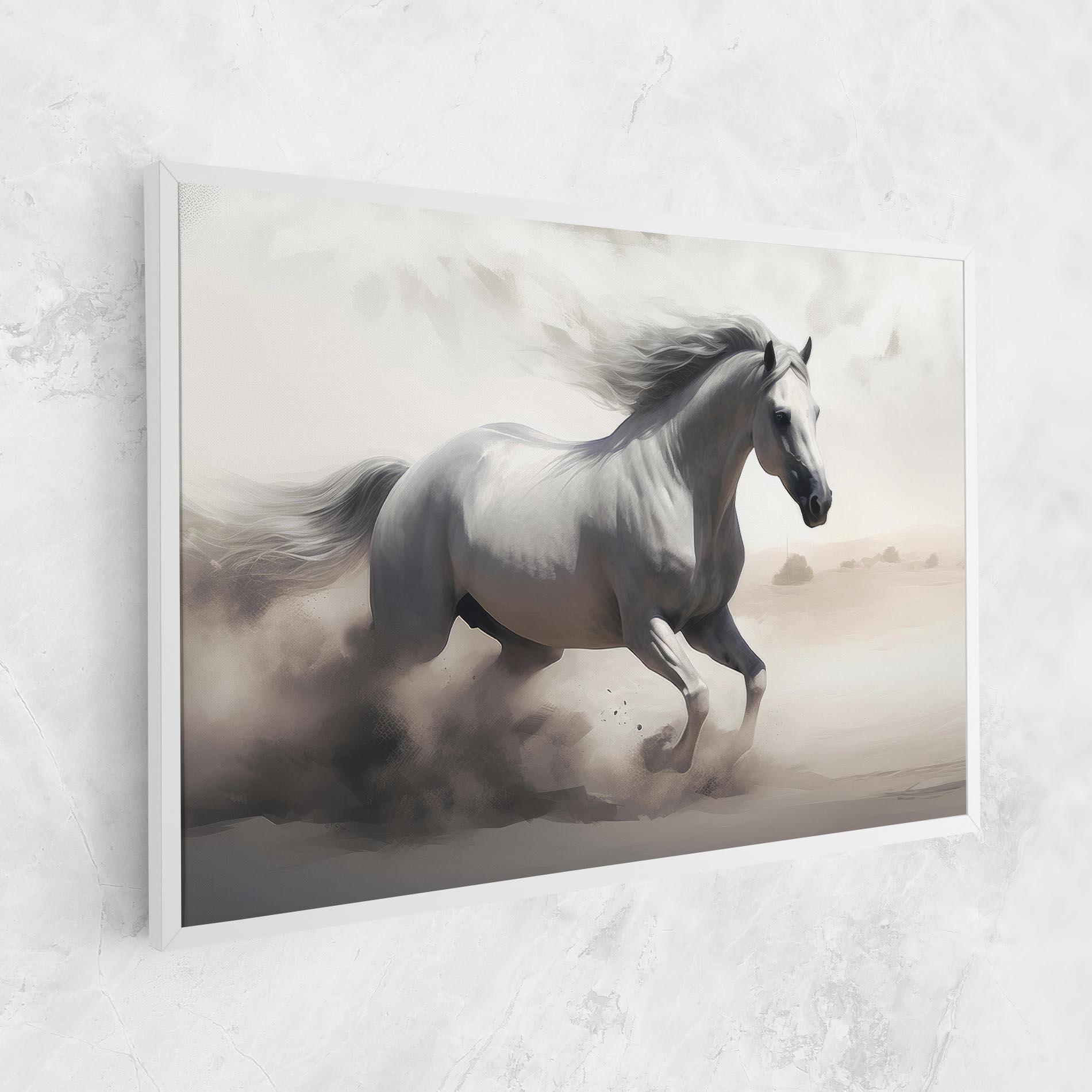Картина на платно Light Grey Horse Galloping mockup 1