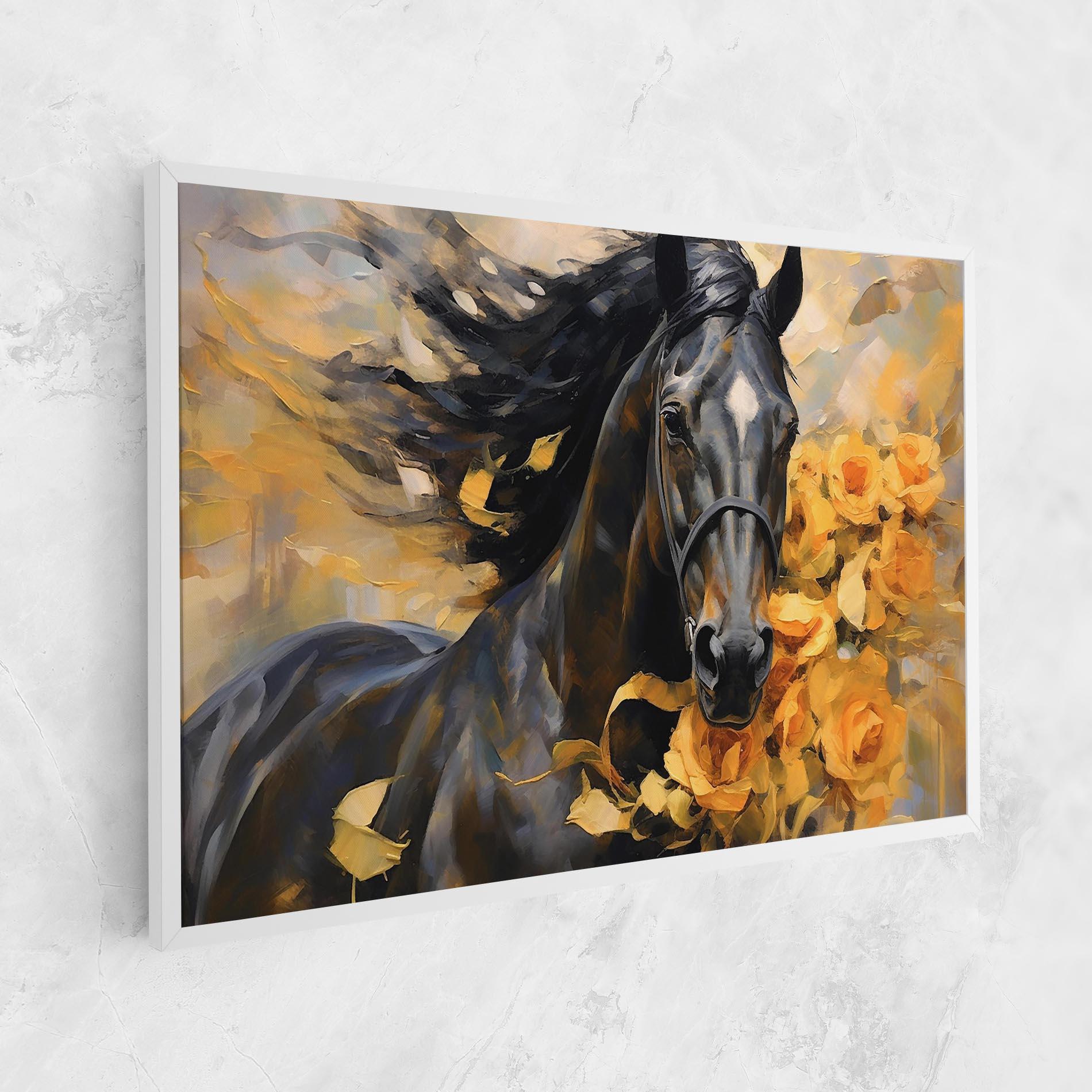 Картина на платно Yellow Roses Horse mockup 1