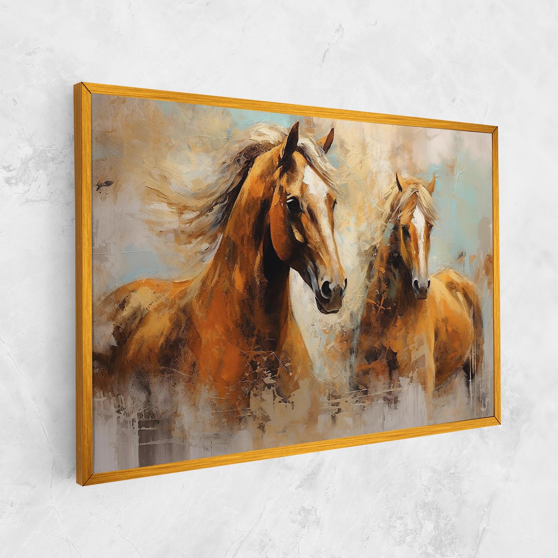 Картина на платно Brown Horses Staying mockup 1