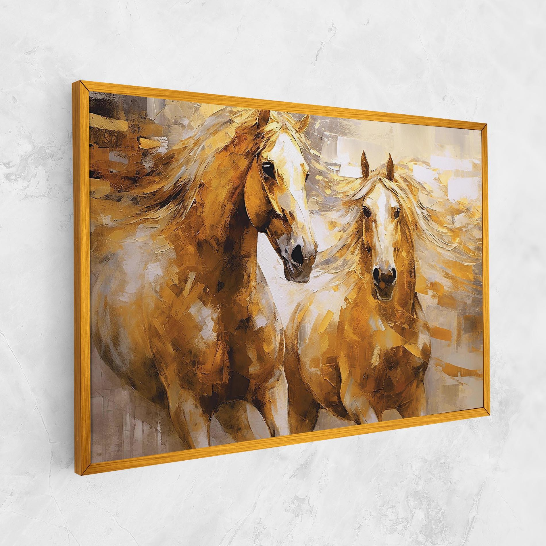 Картина на платно Golden Brown Horses mockup 1