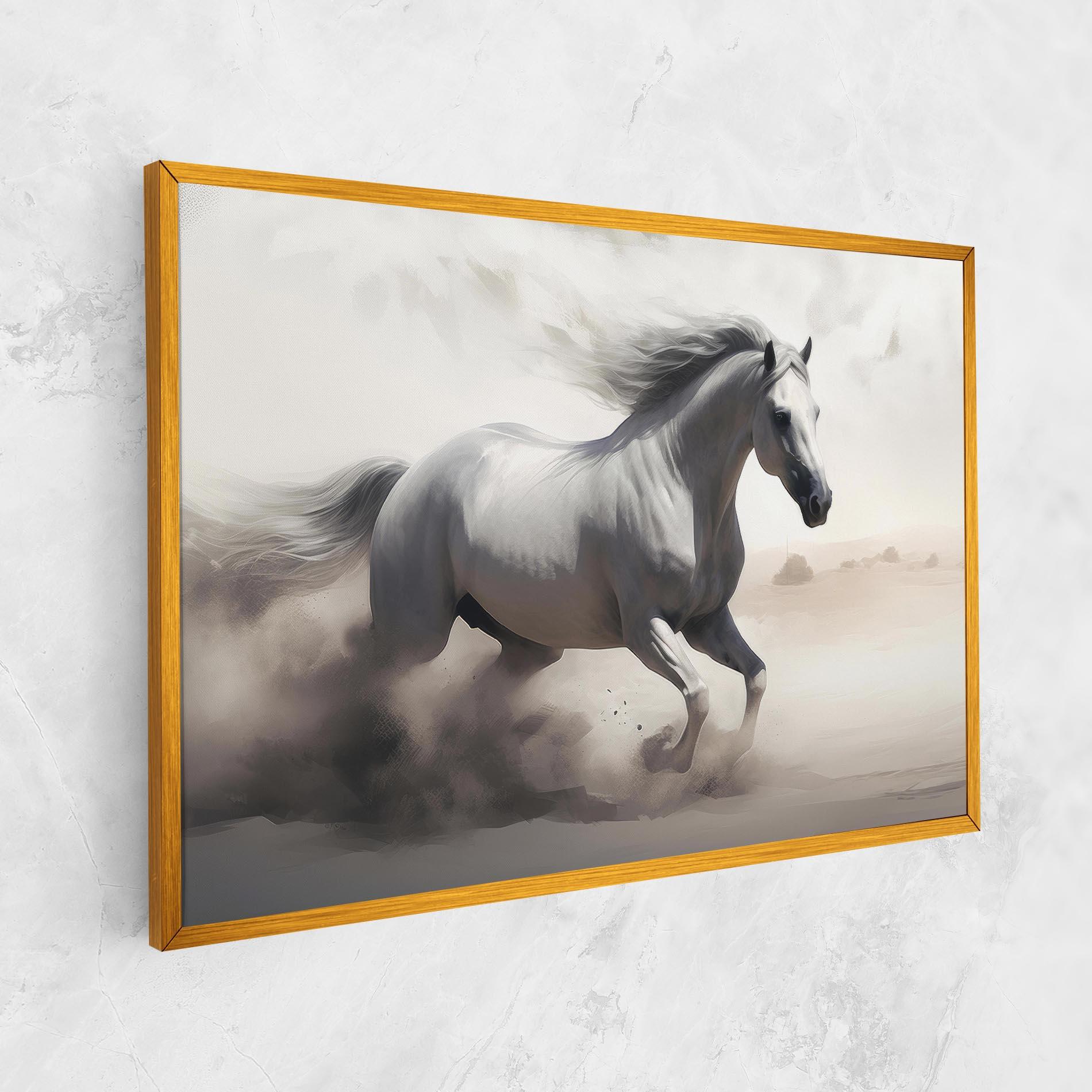 Картина на платно Light Grey Horse Galloping mockup 1