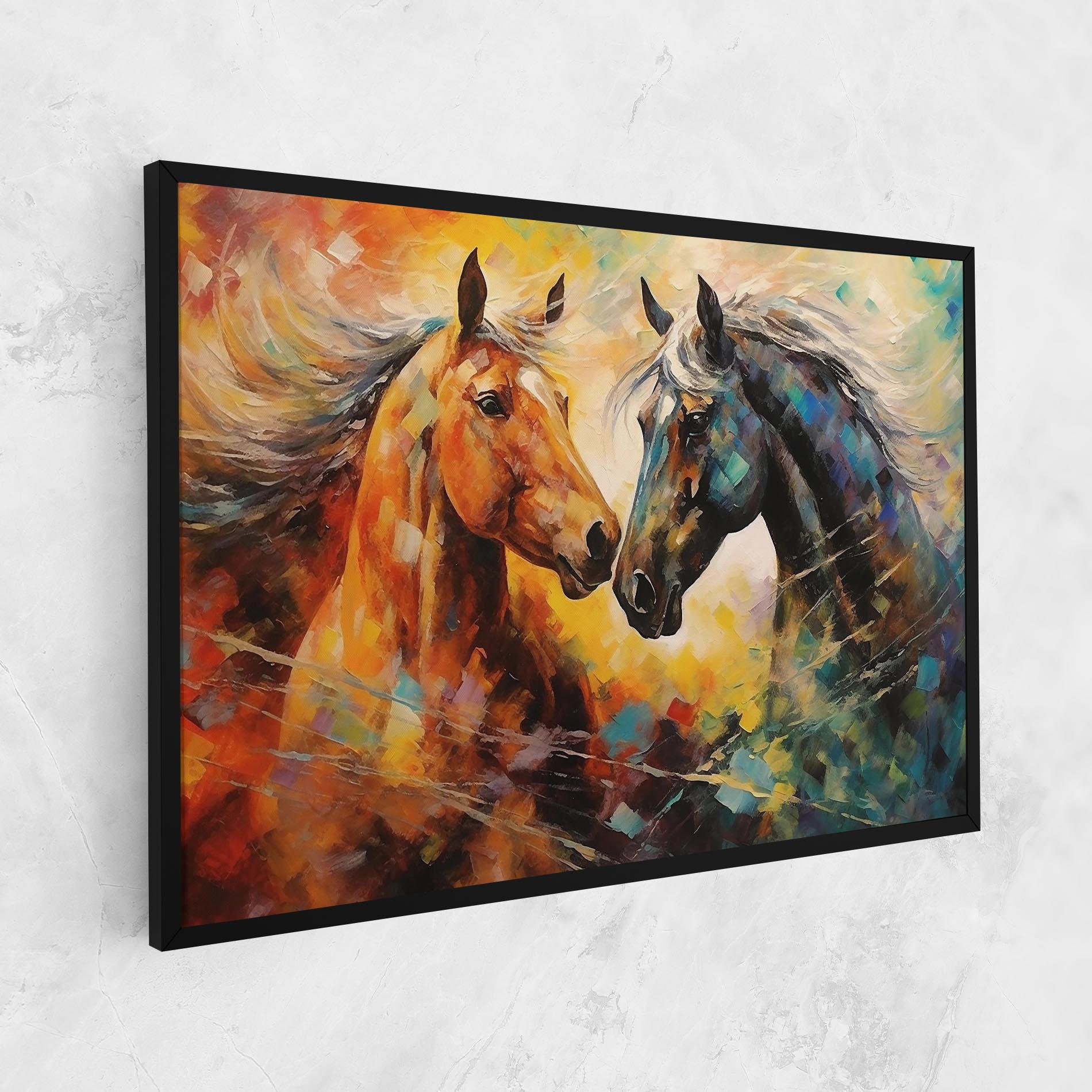 Картина на платно Brown Black Horses mockup 1