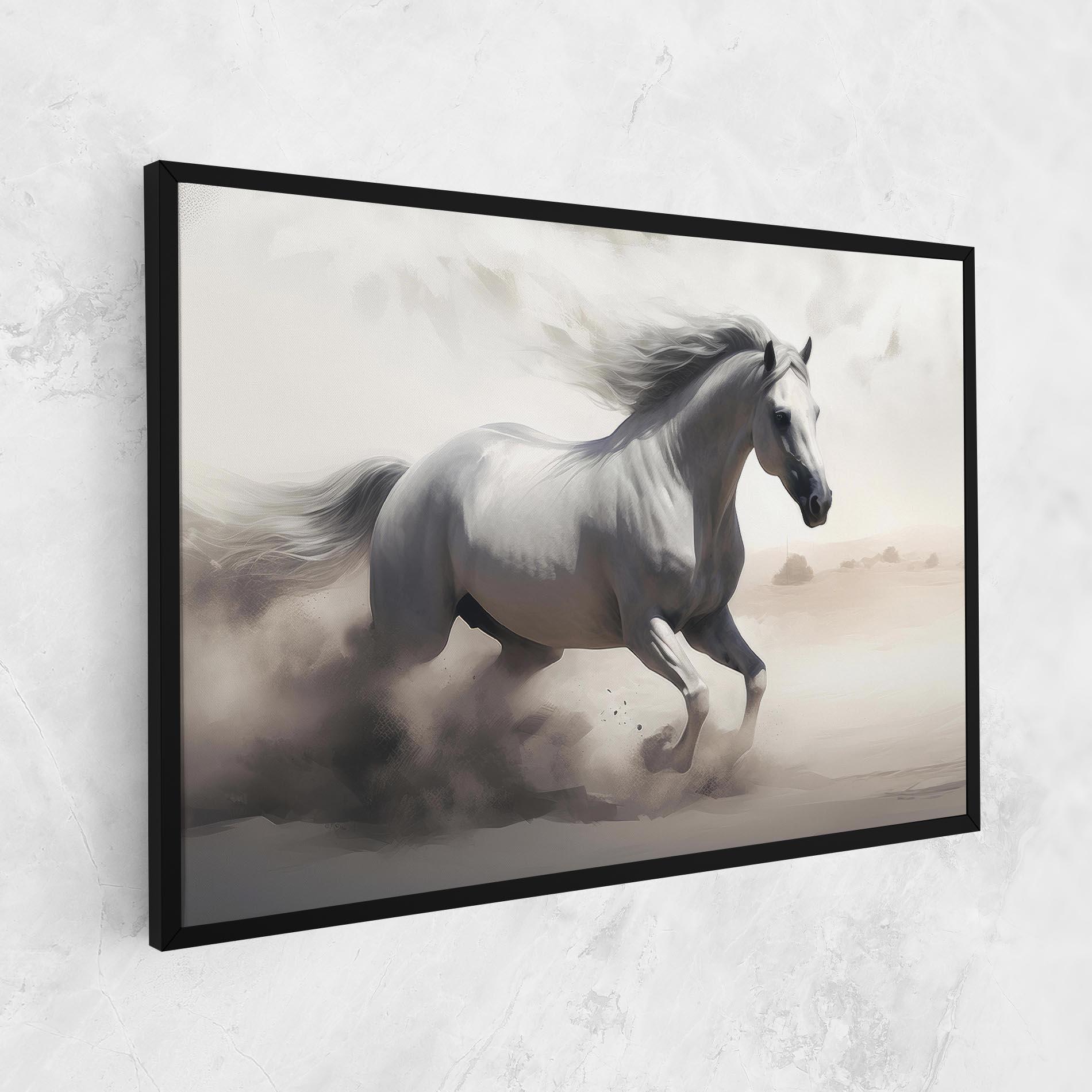 Картина на платно Light Grey Horse Galloping mockup 1