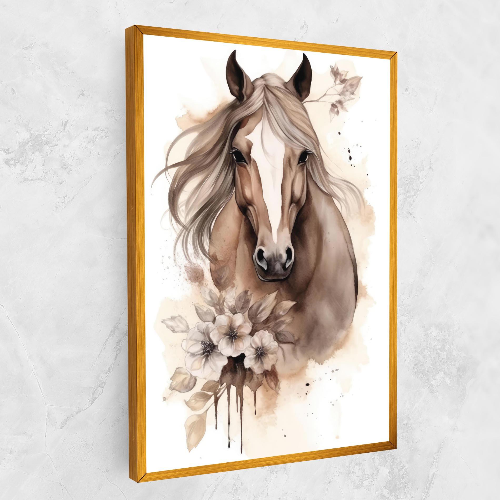 Картина на платно Flower Brown Horse mockup 1