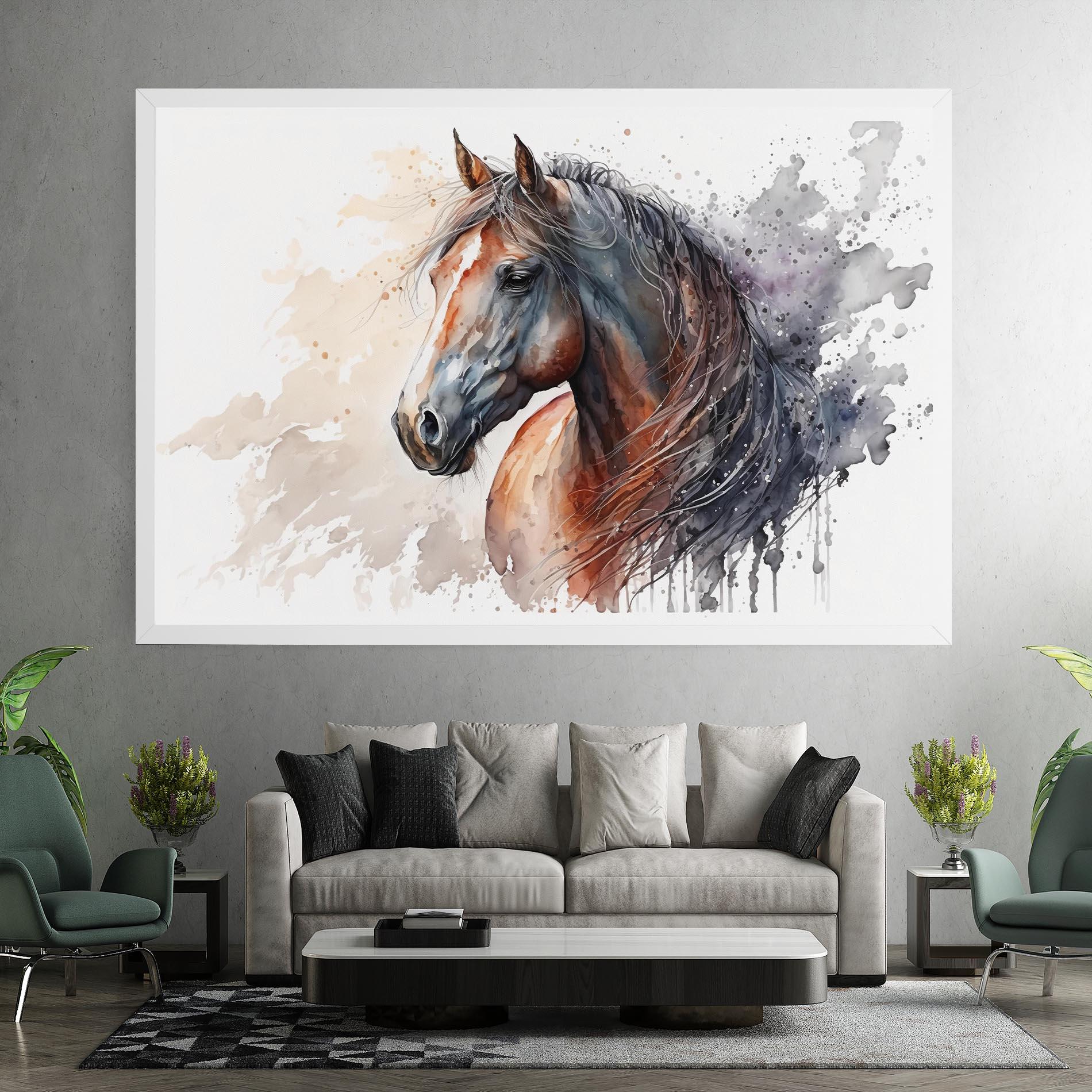 Картина на платно Black Brown Horse Painting mockup 7