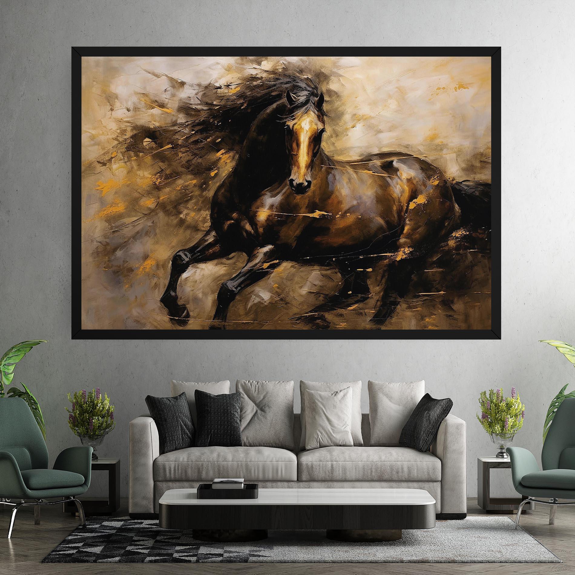 Картина на платно Gold Brown Horse mockup 7