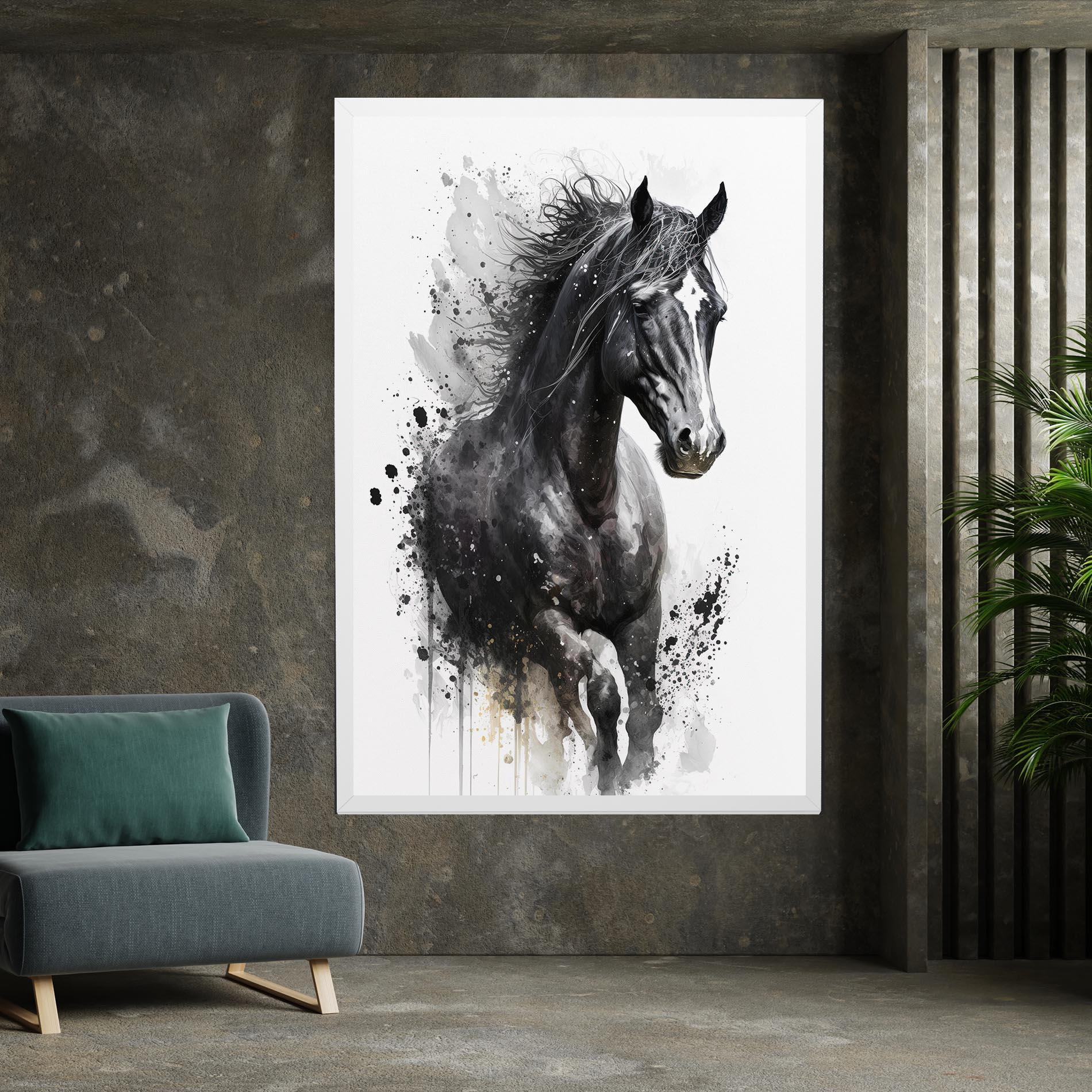 Картина на платно Black Horse mockup 7