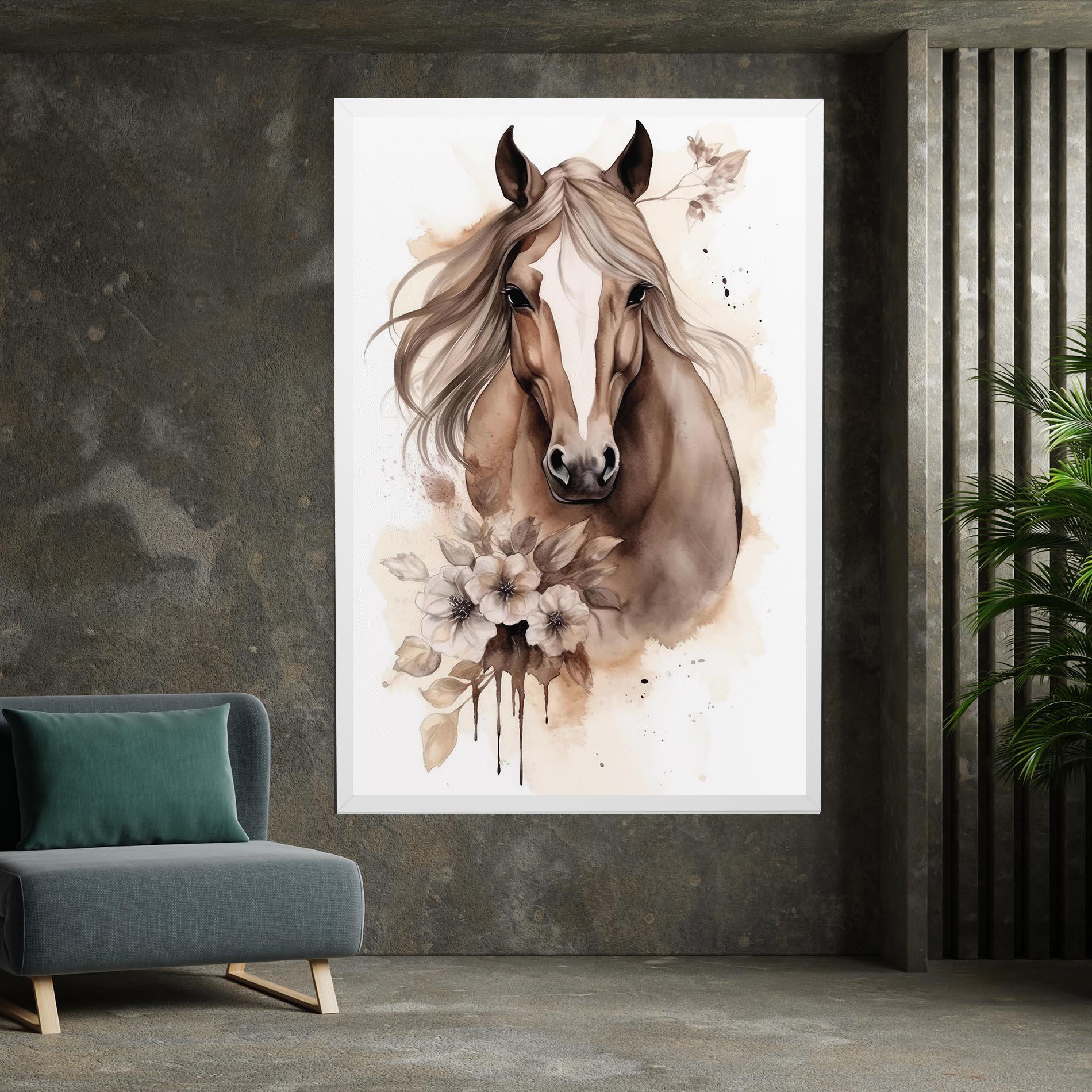 Картина на платно Flower Brown Horse mockup 7