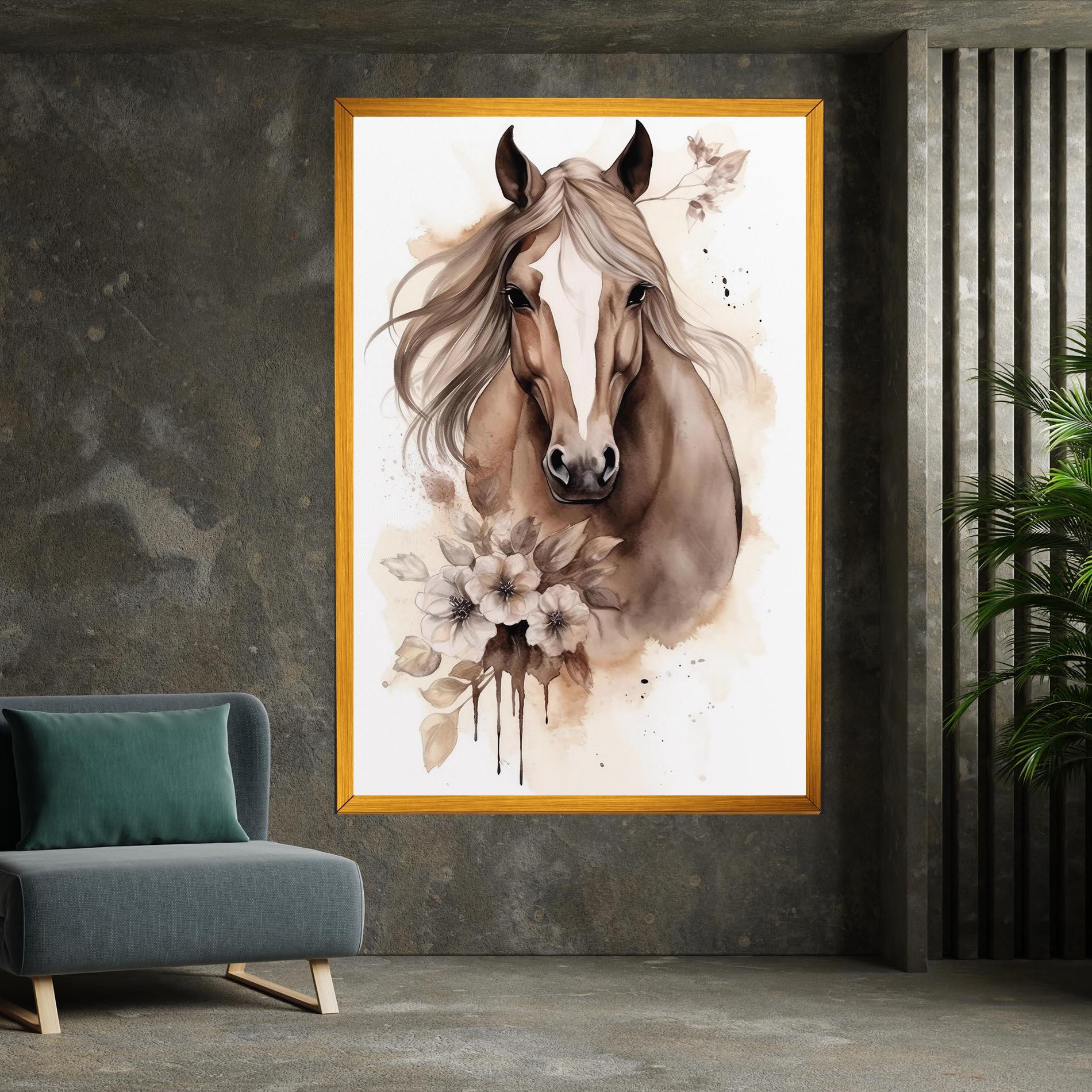 Картина на платно Flower Brown Horse mockup 7