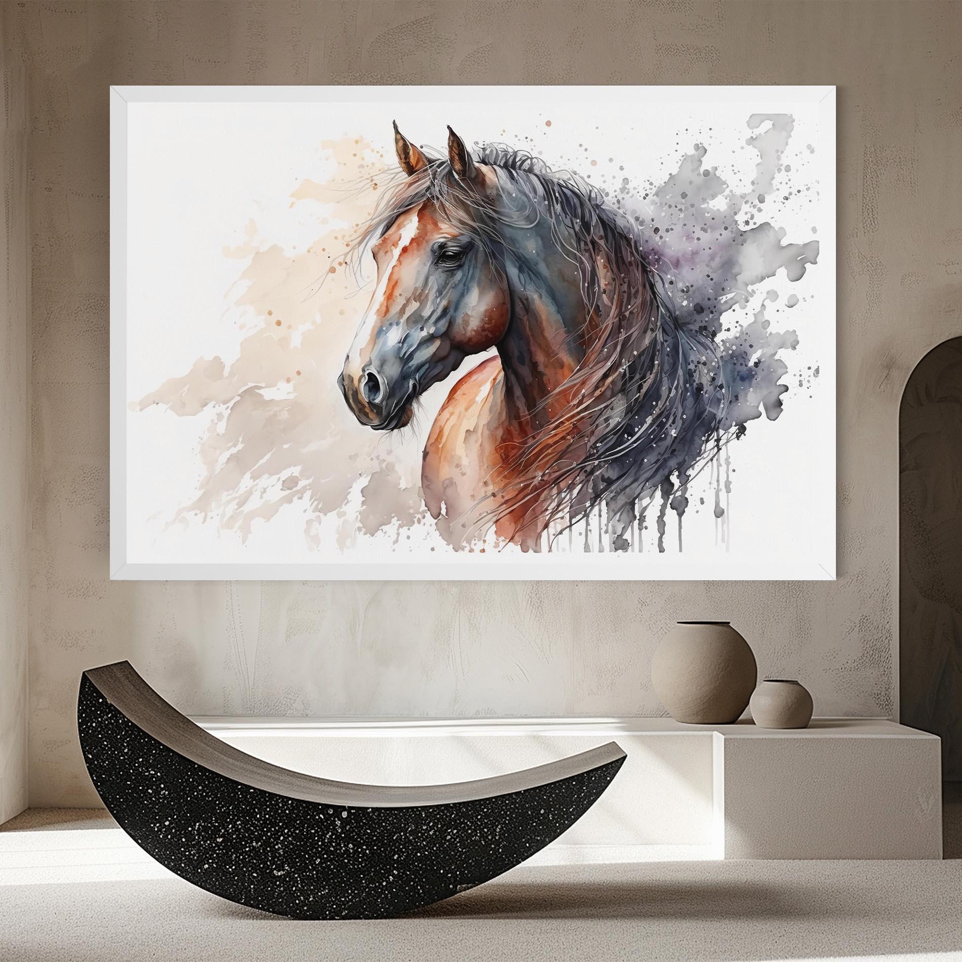 Картина на платно Black Brown Horse Painting mockup 8