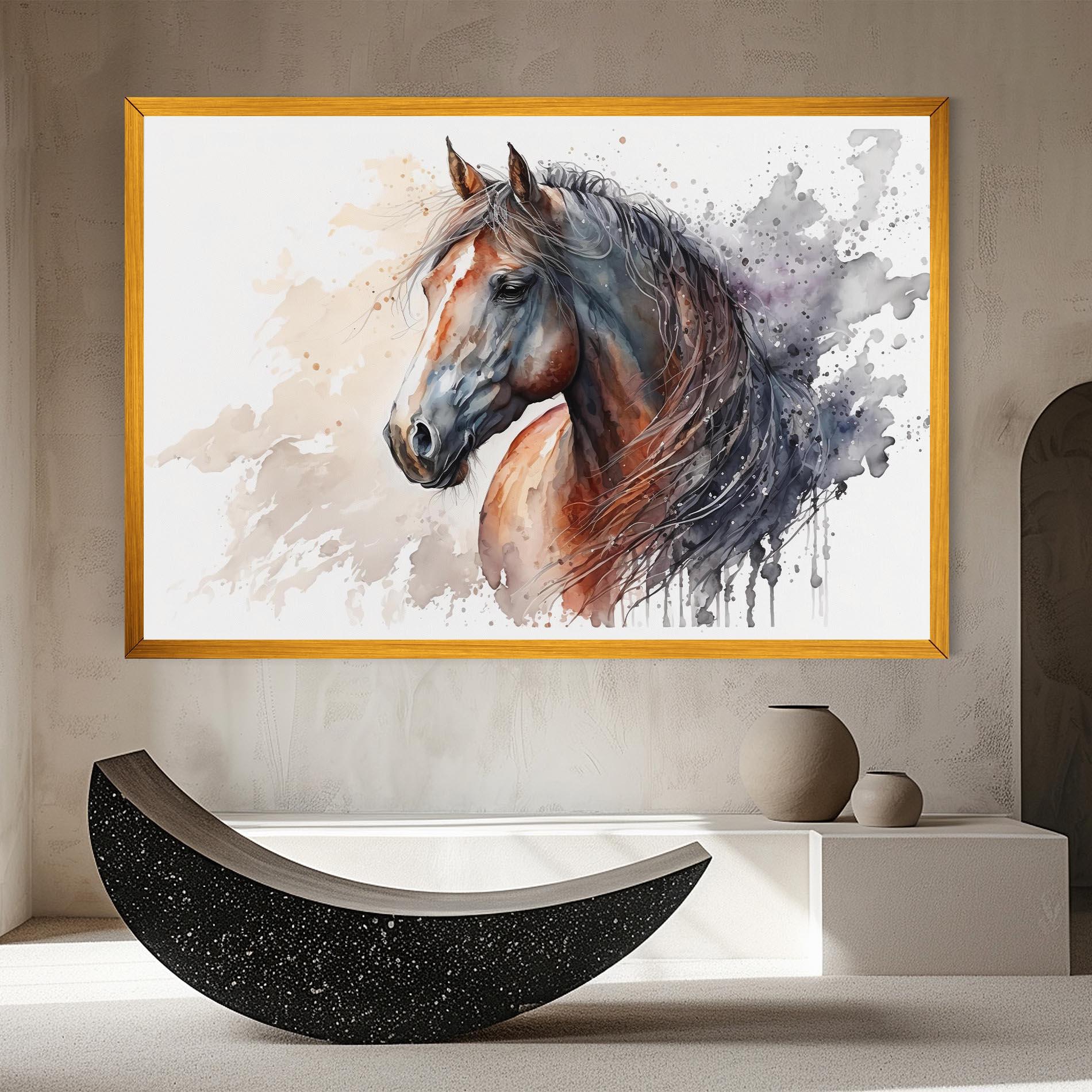 Картина на платно Black Brown Horse Painting mockup 8