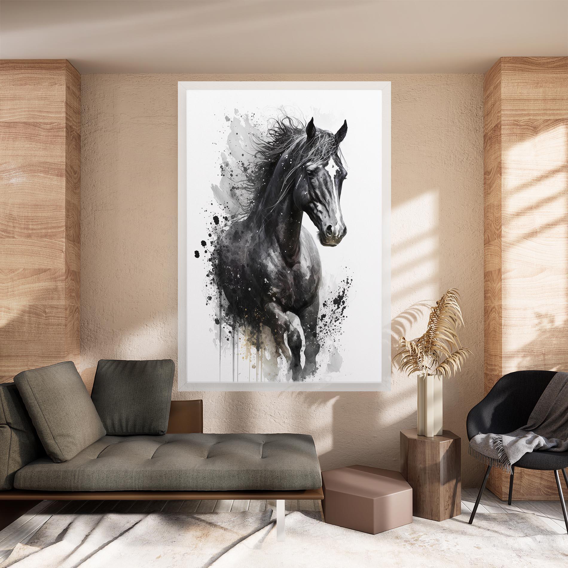 Картина на платно Black Horse mockup 8