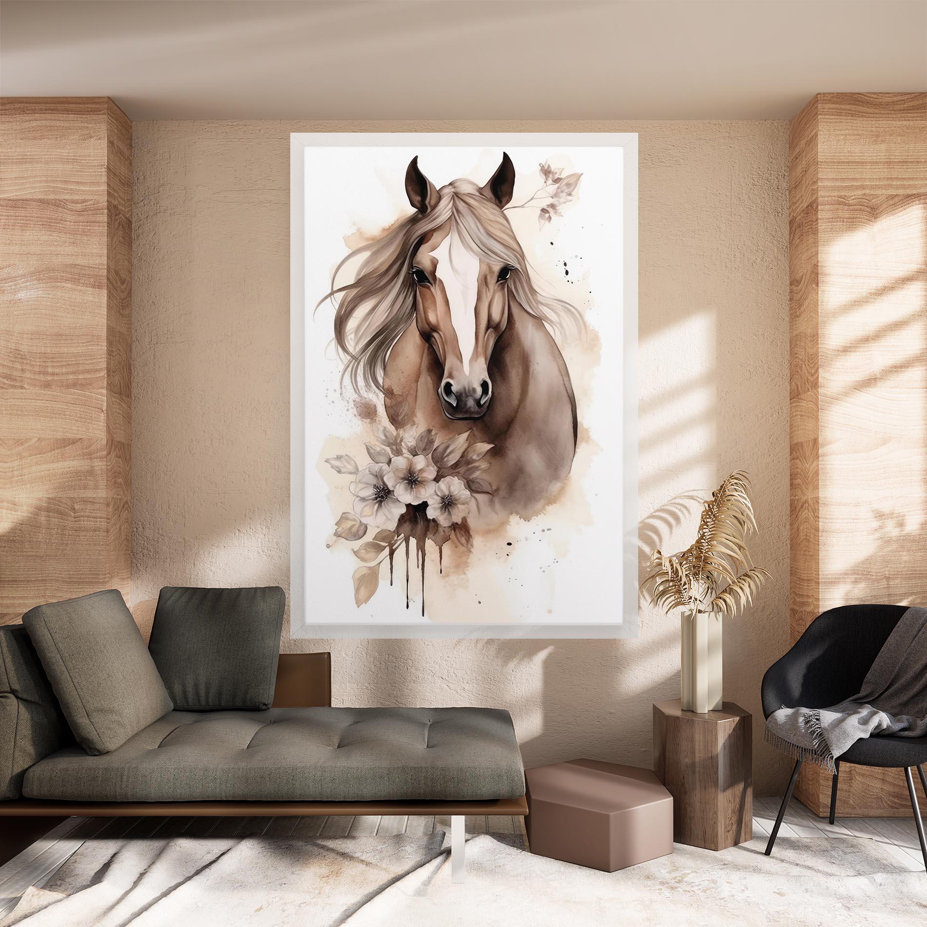Картина на платно Flower Brown Horse mockup 8