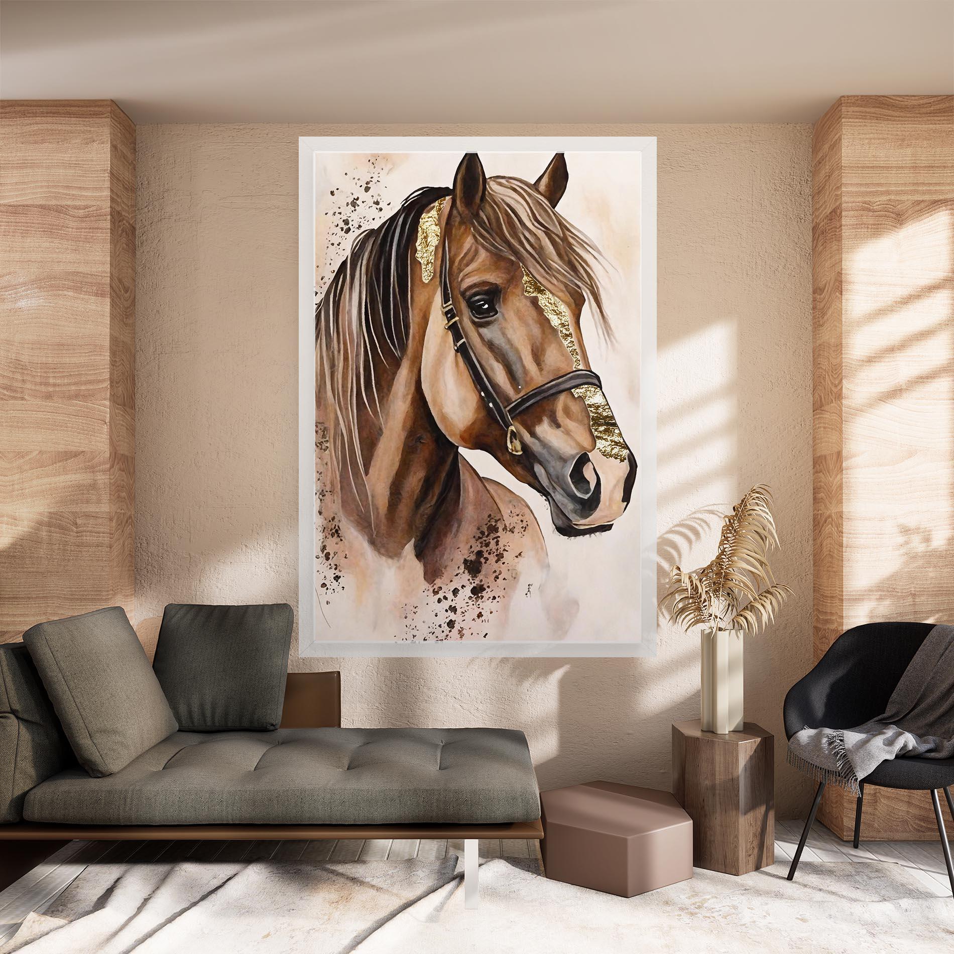 Картина на платно Gold Horse Painting mockup 8