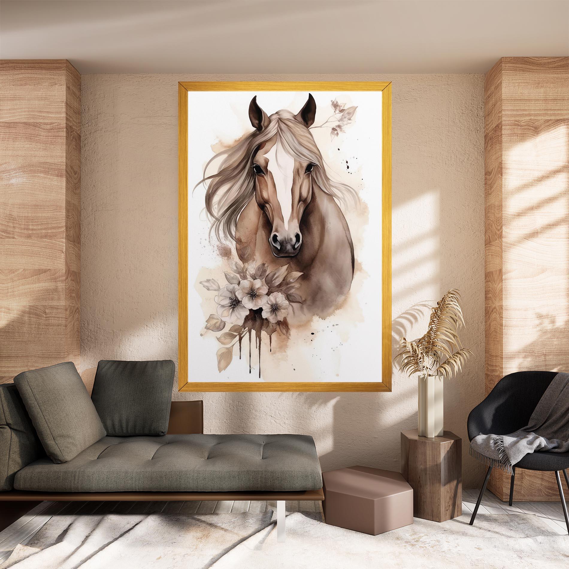 Картина на платно Flower Brown Horse mockup 8