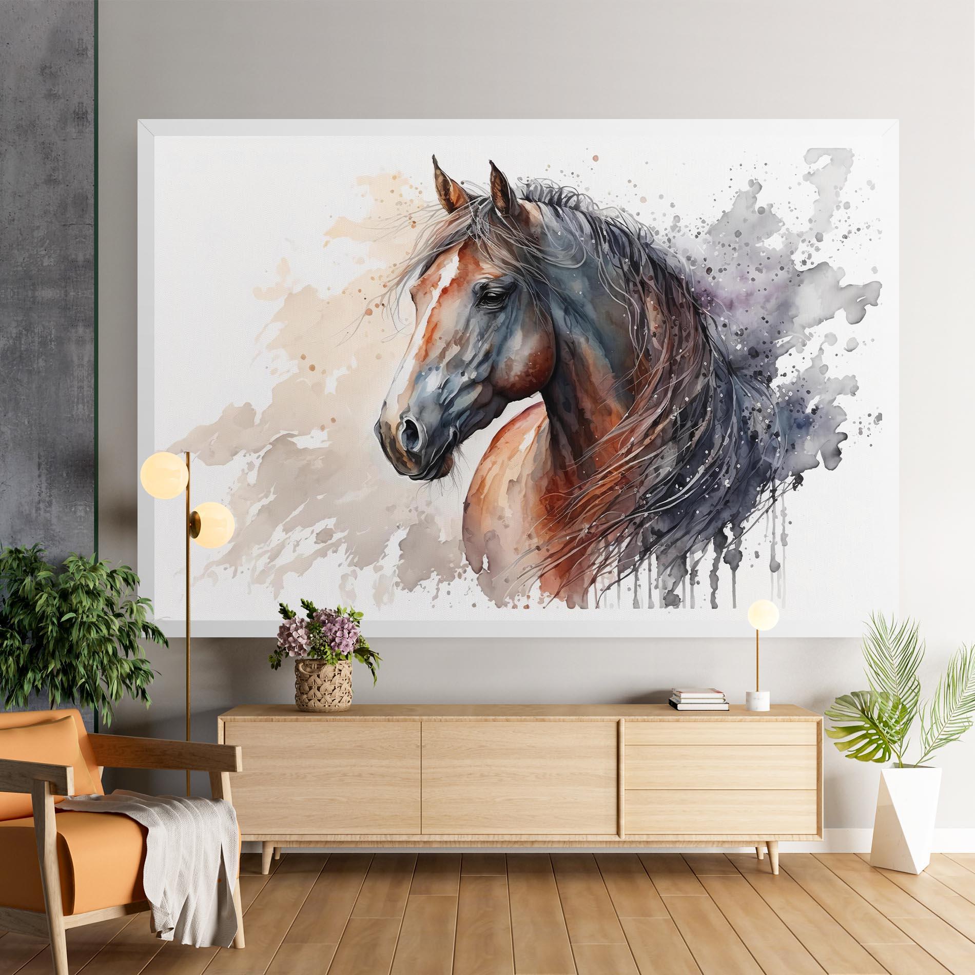 Картина на платно Black Brown Horse Painting mockup 9