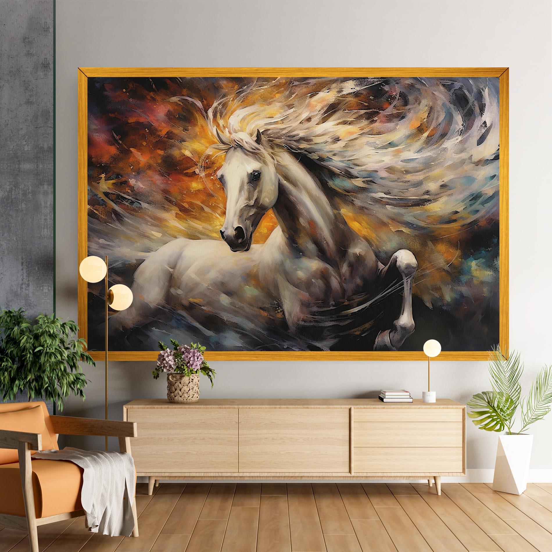 Картина на платно White Horse Painting mockup 9
