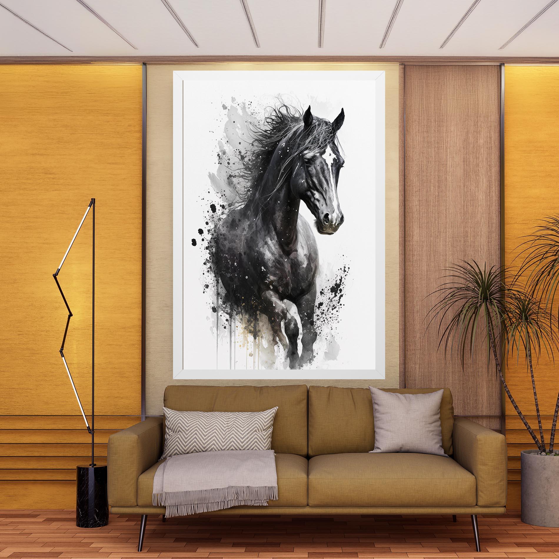 Картина на платно Black Horse mockup 9