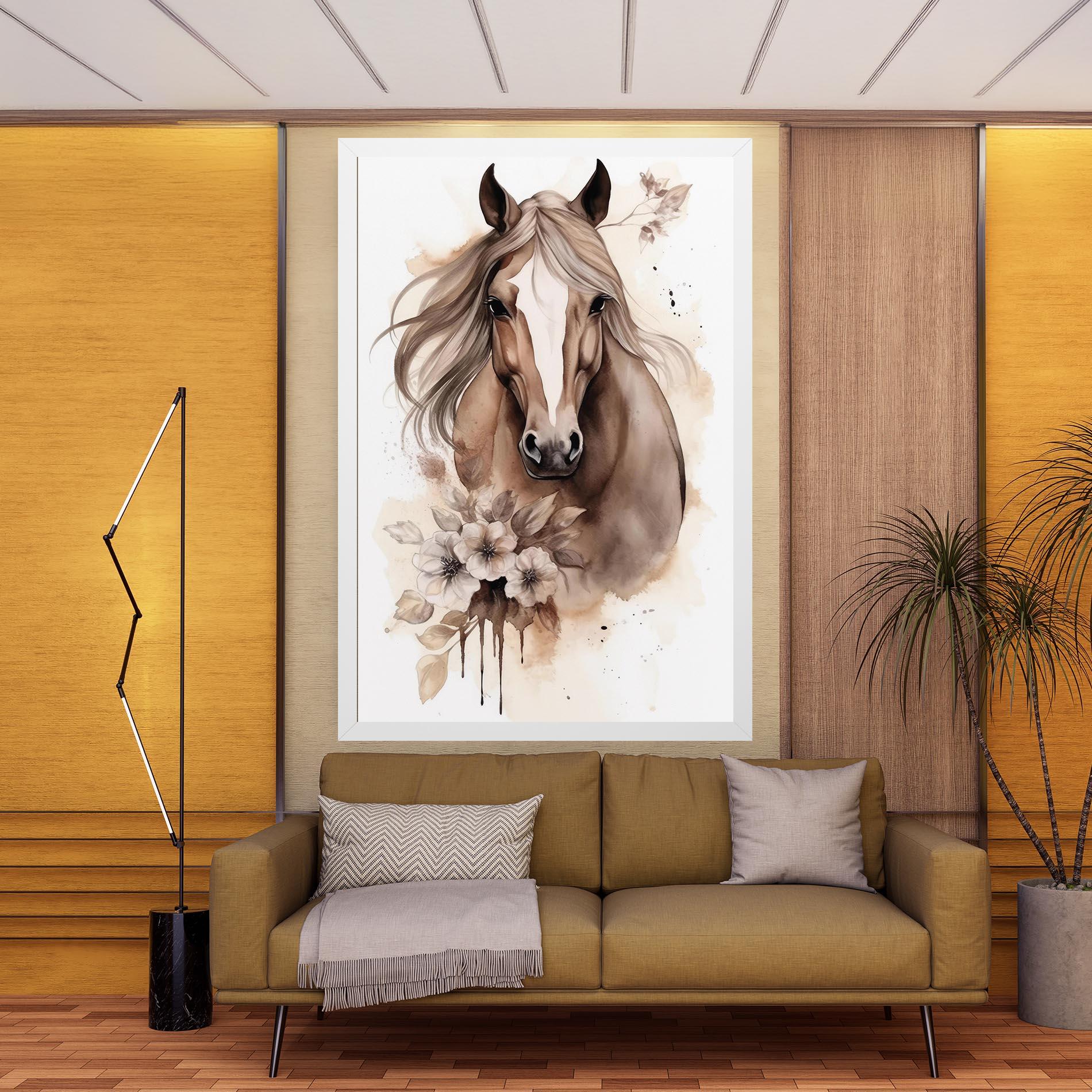 Картина на платно Flower Brown Horse mockup 9