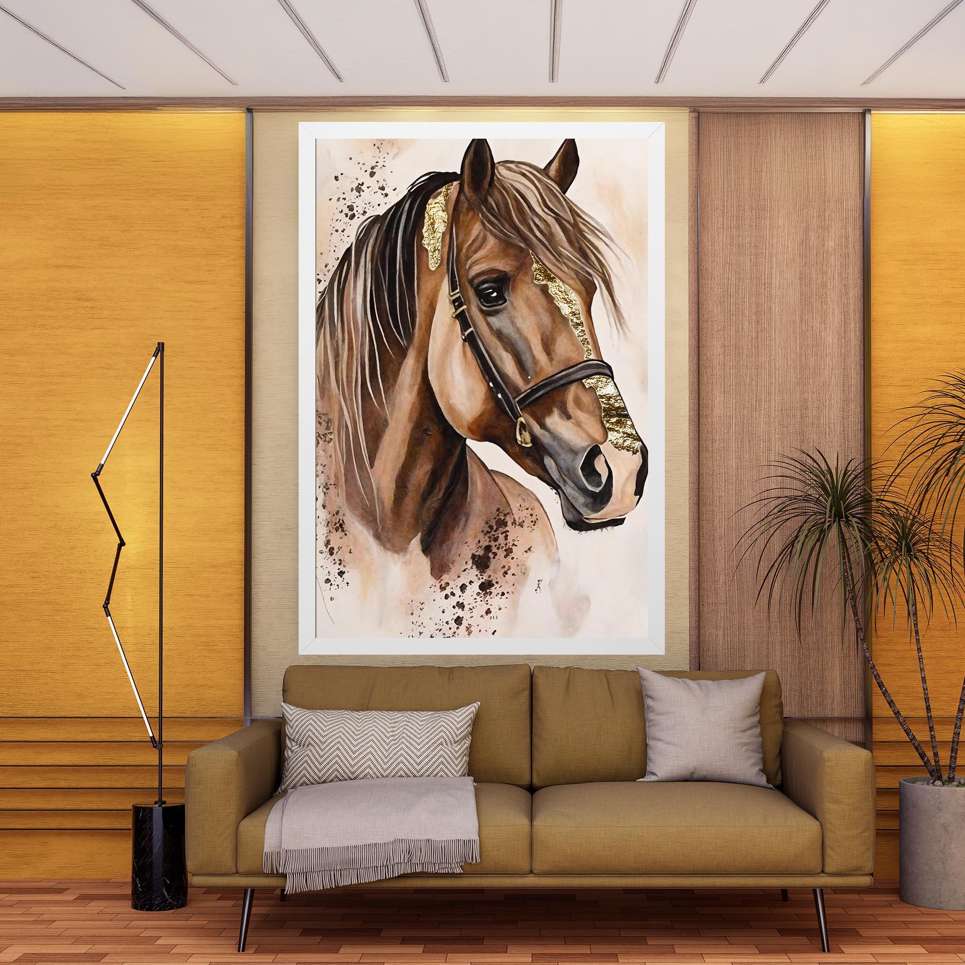Картина на платно Gold Horse Painting mockup 9