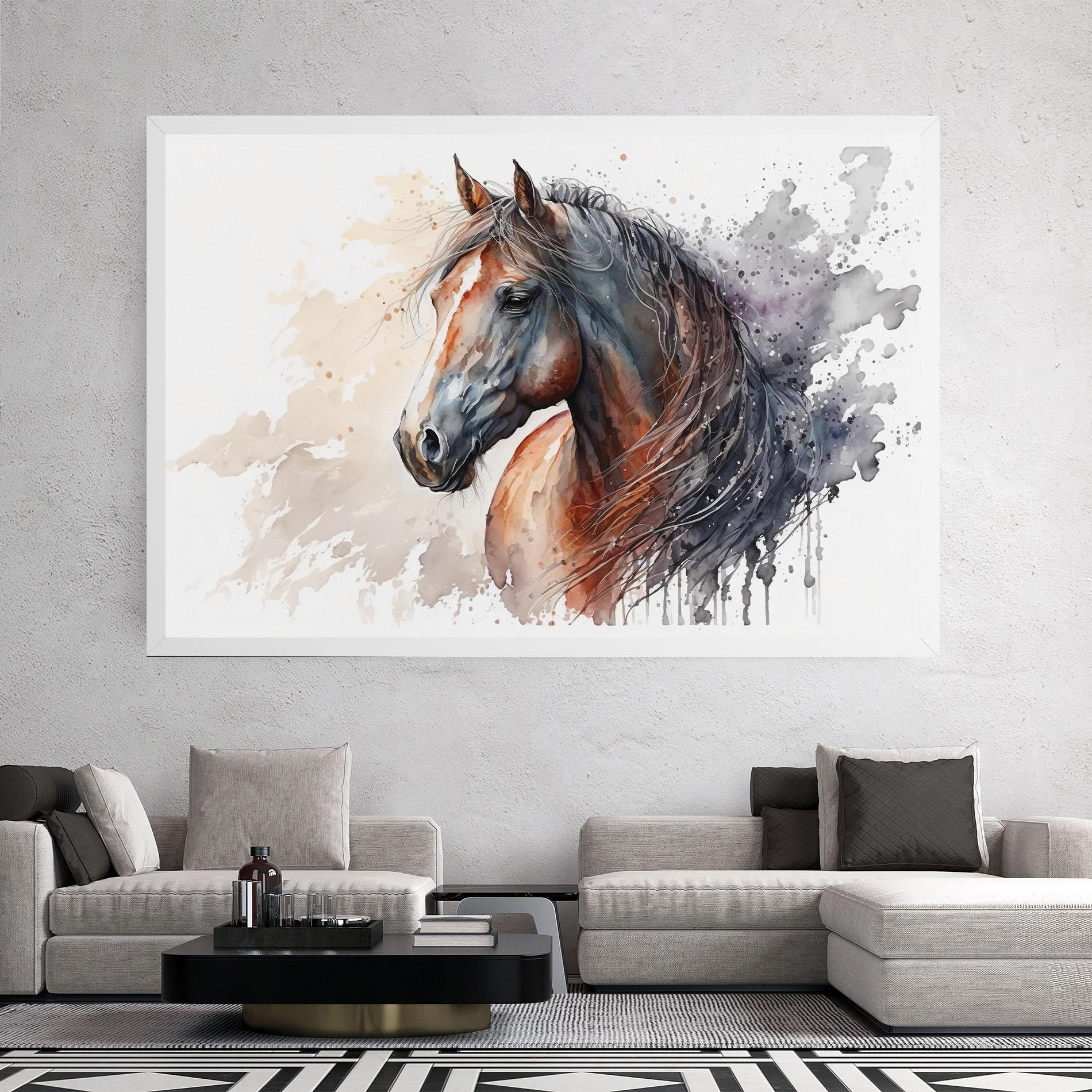 Картина на платно Black Brown Horse Painting mockup 2