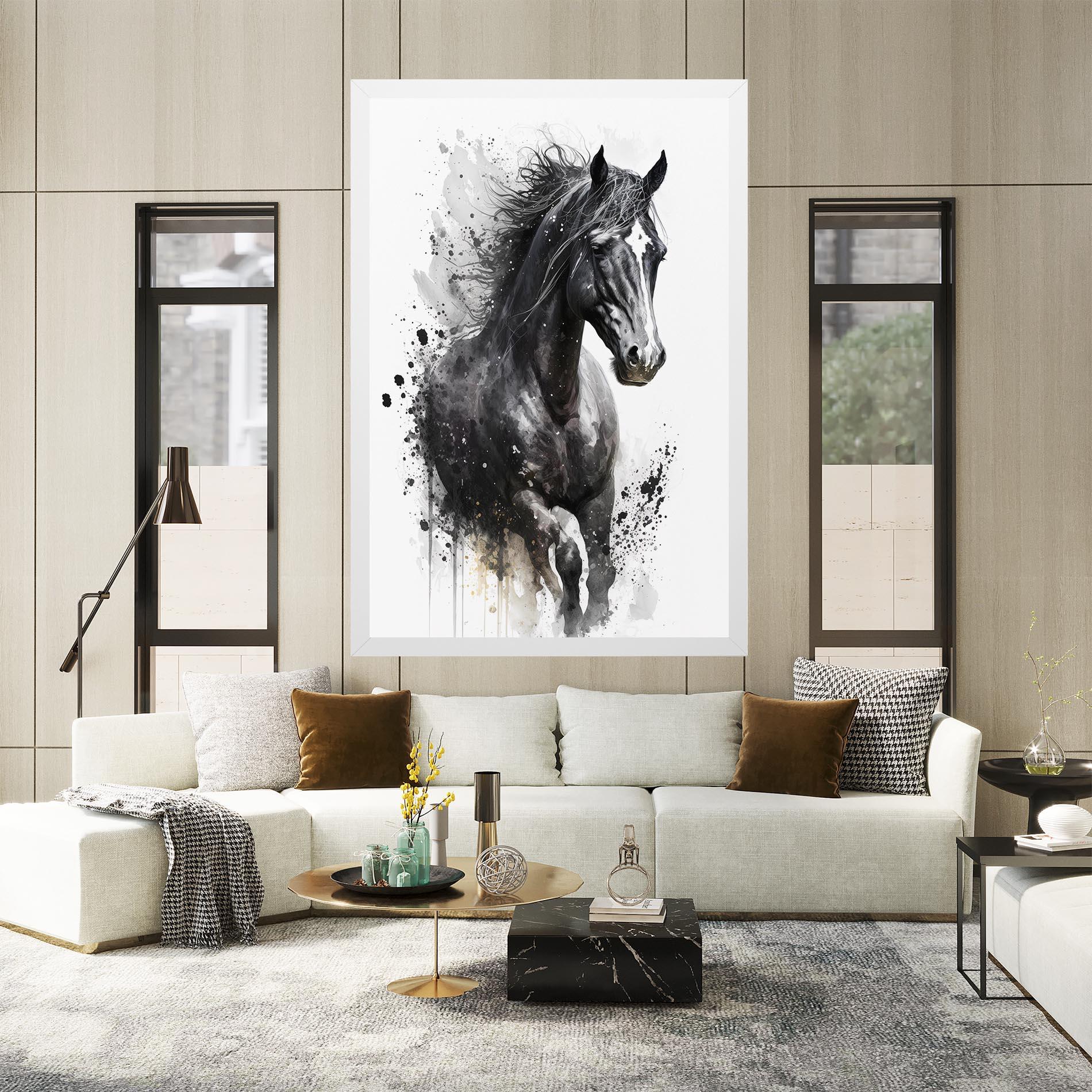 Картина на платно Black Horse mockup 2