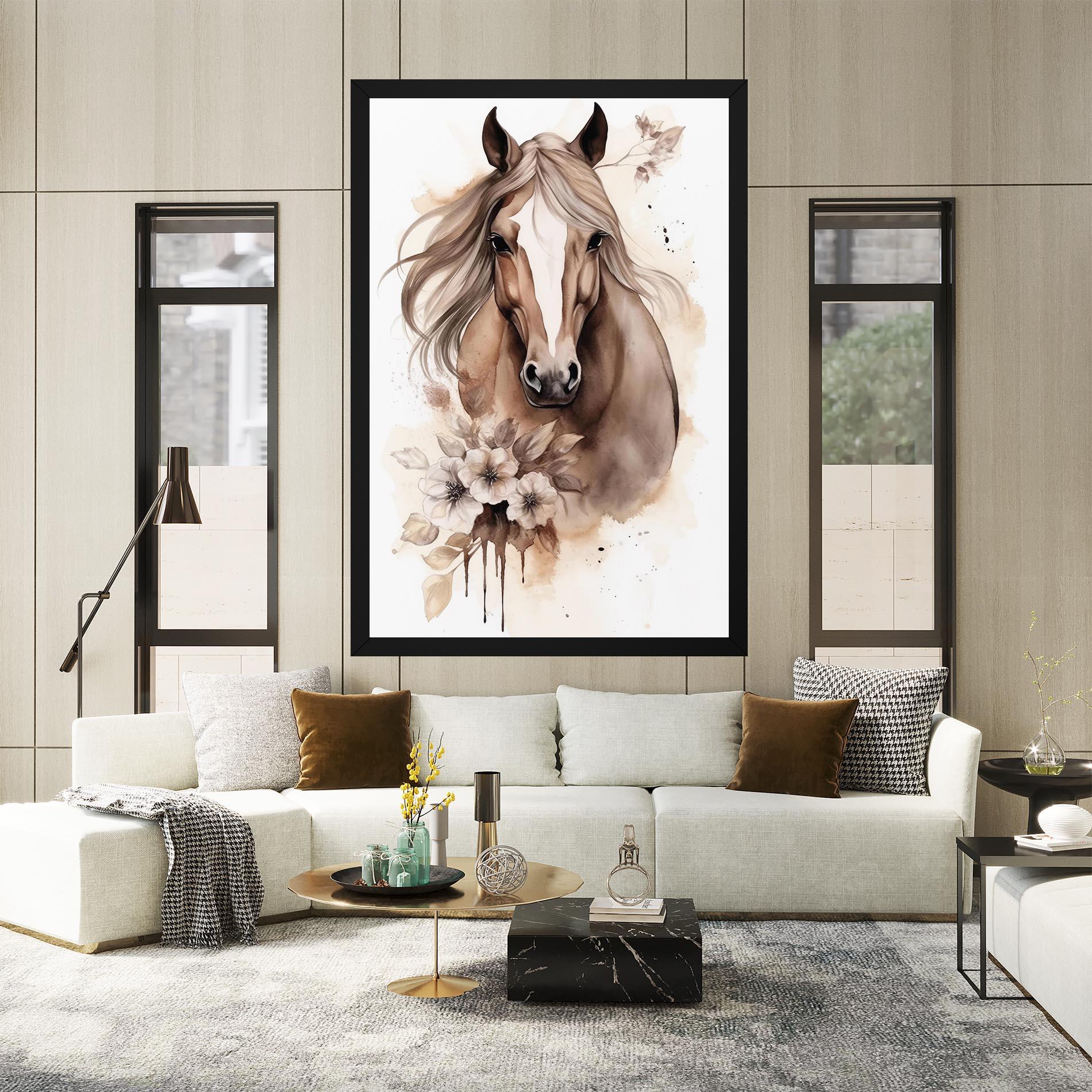 Картина на платно Flower Brown Horse mockup 2
